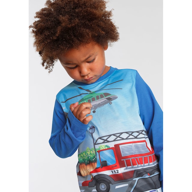 KIDSWORLD Langarmshirt »FEUERWEHR«, Fotodruck | BAUR