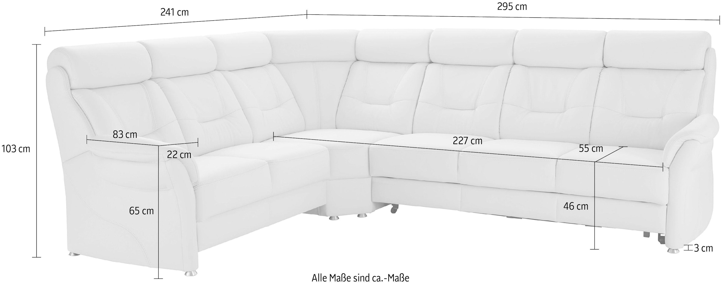 Places of Style Ecksofa »Sardinien L-Form«, mit Kopfteilverstellung, wahlweise mit Bettfunktion