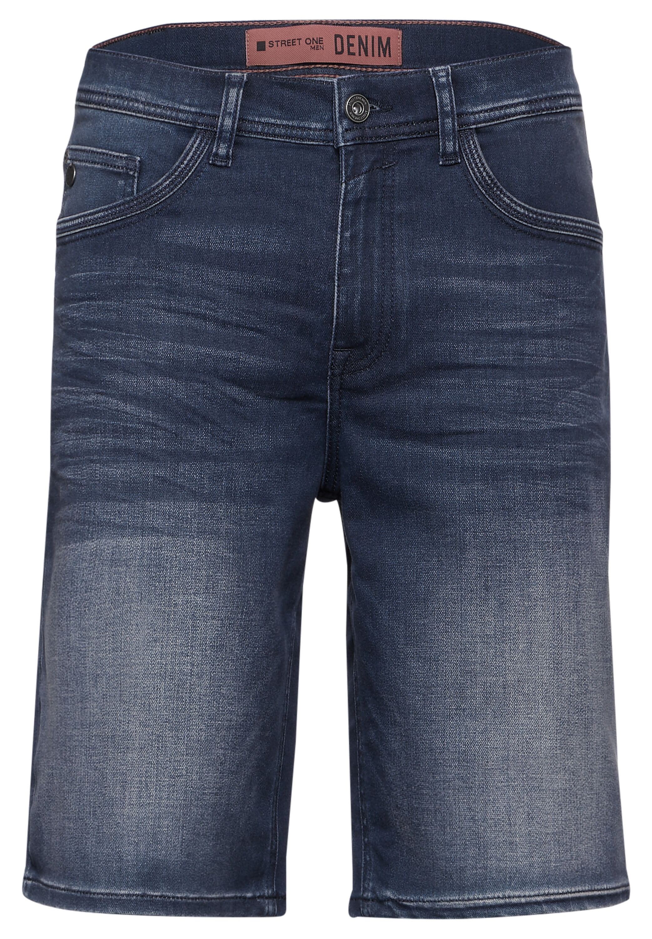 STREET ONE MEN Bermudas, in dunkelblauer Waschung