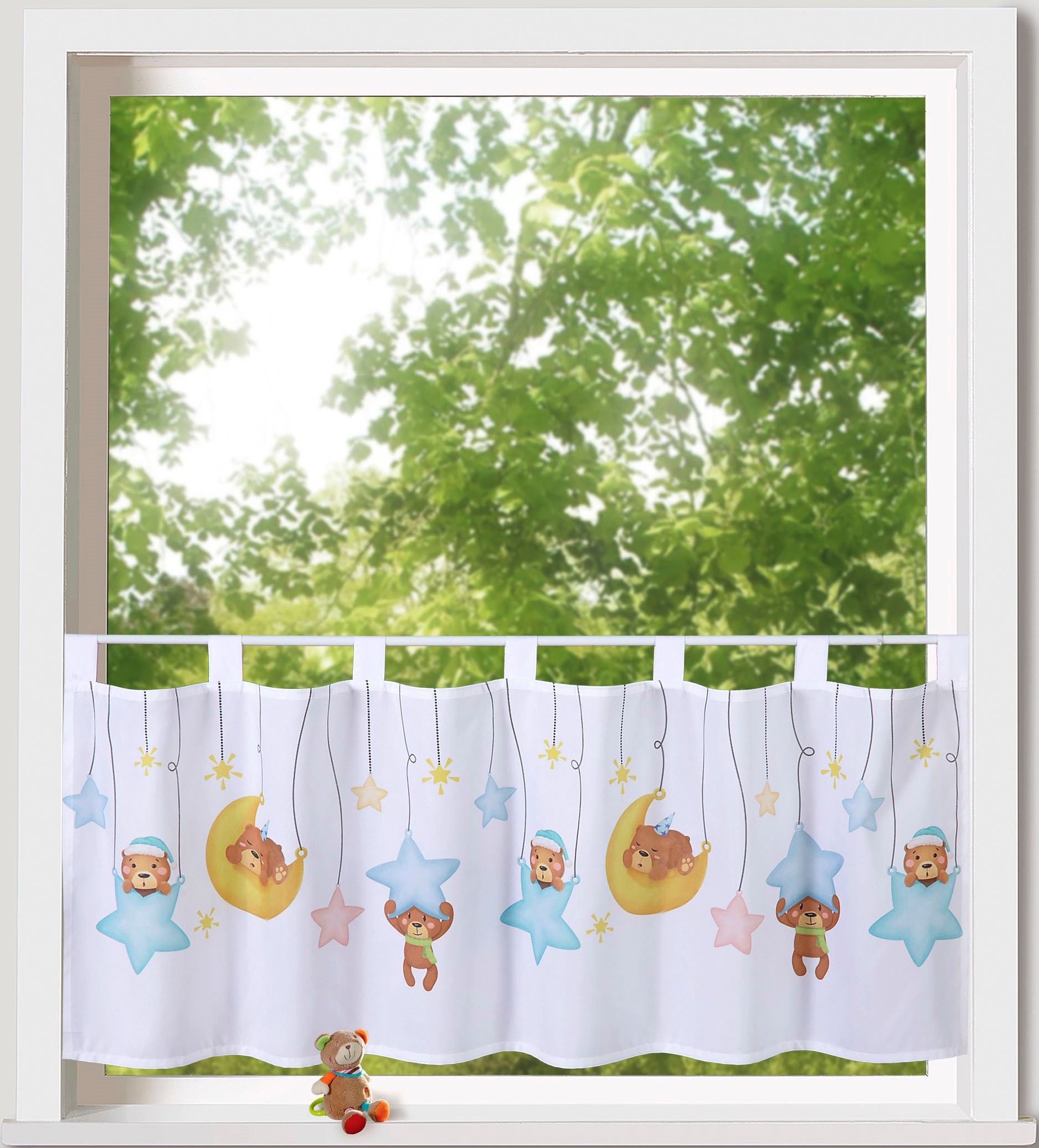 Weckbrodt Scheibengardine "Henry" Schlaufen 1 Stk. tlg. Bistro, Voile, Kinder, bedruckt, HxB 45x120cm, Gardine, Store