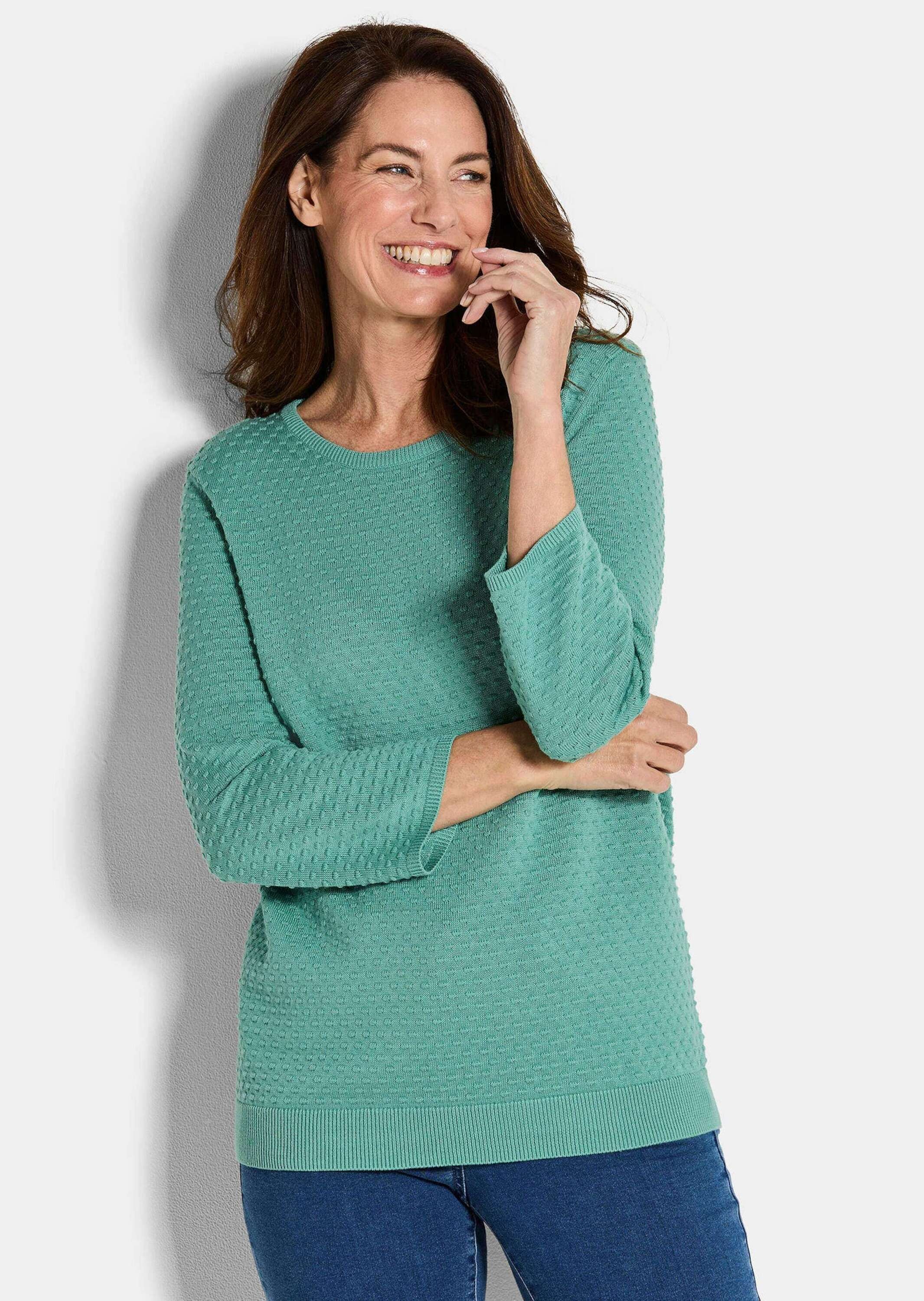 GOLDNER Rundhalspullover »Strickpullover mit Pünktchenmuster«