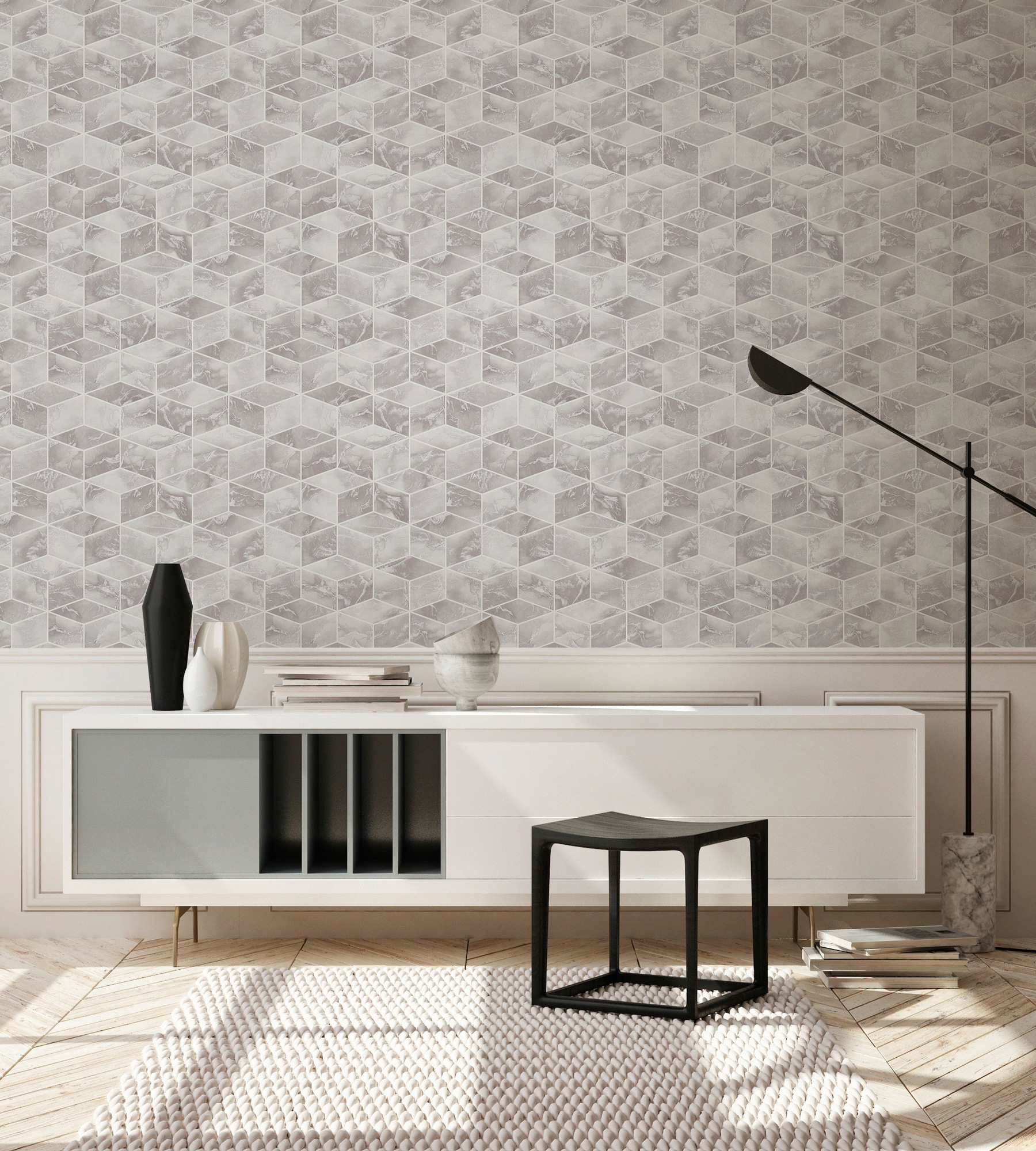 living walls Vliestapete »Metropolitan Stories, Alena St. Petersburg«, 3D-Optik-geometrisch, Tapete Geometrisch Tapeten Wohnzimmer Schlafzimmer Küche Design Optik