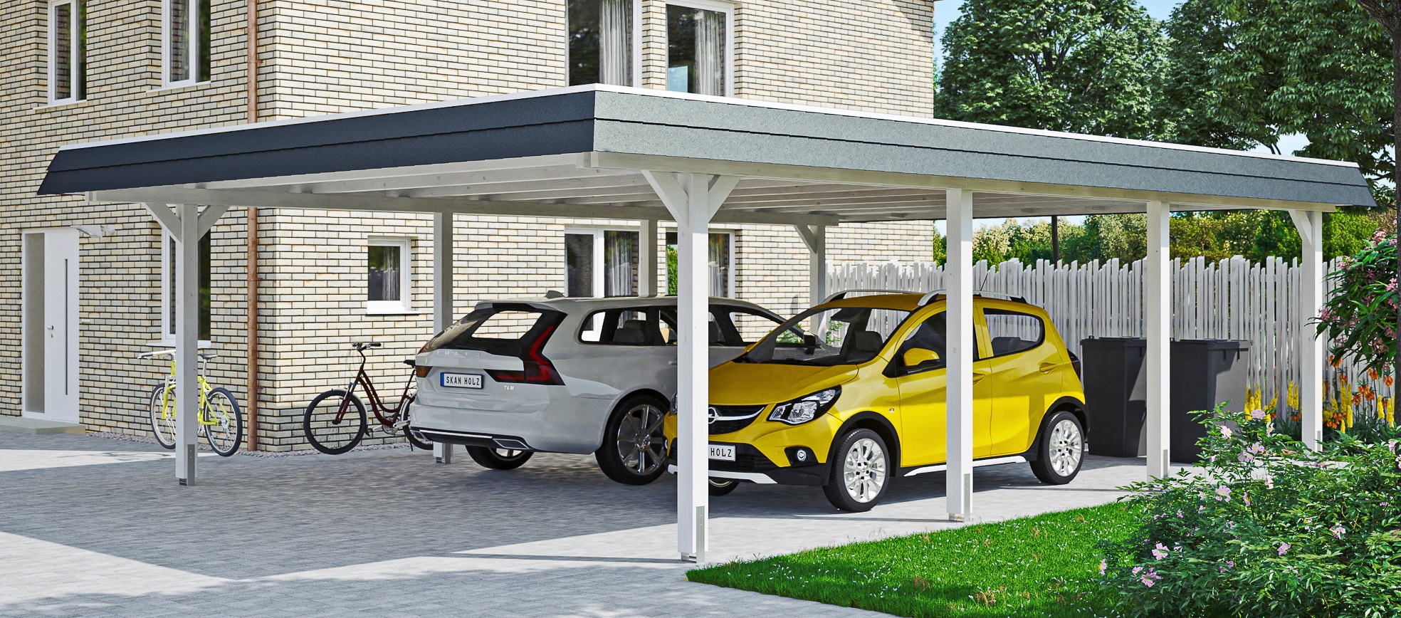 Skanholz Doppelcarport "Wendland" Leimholz 550 cm weiß