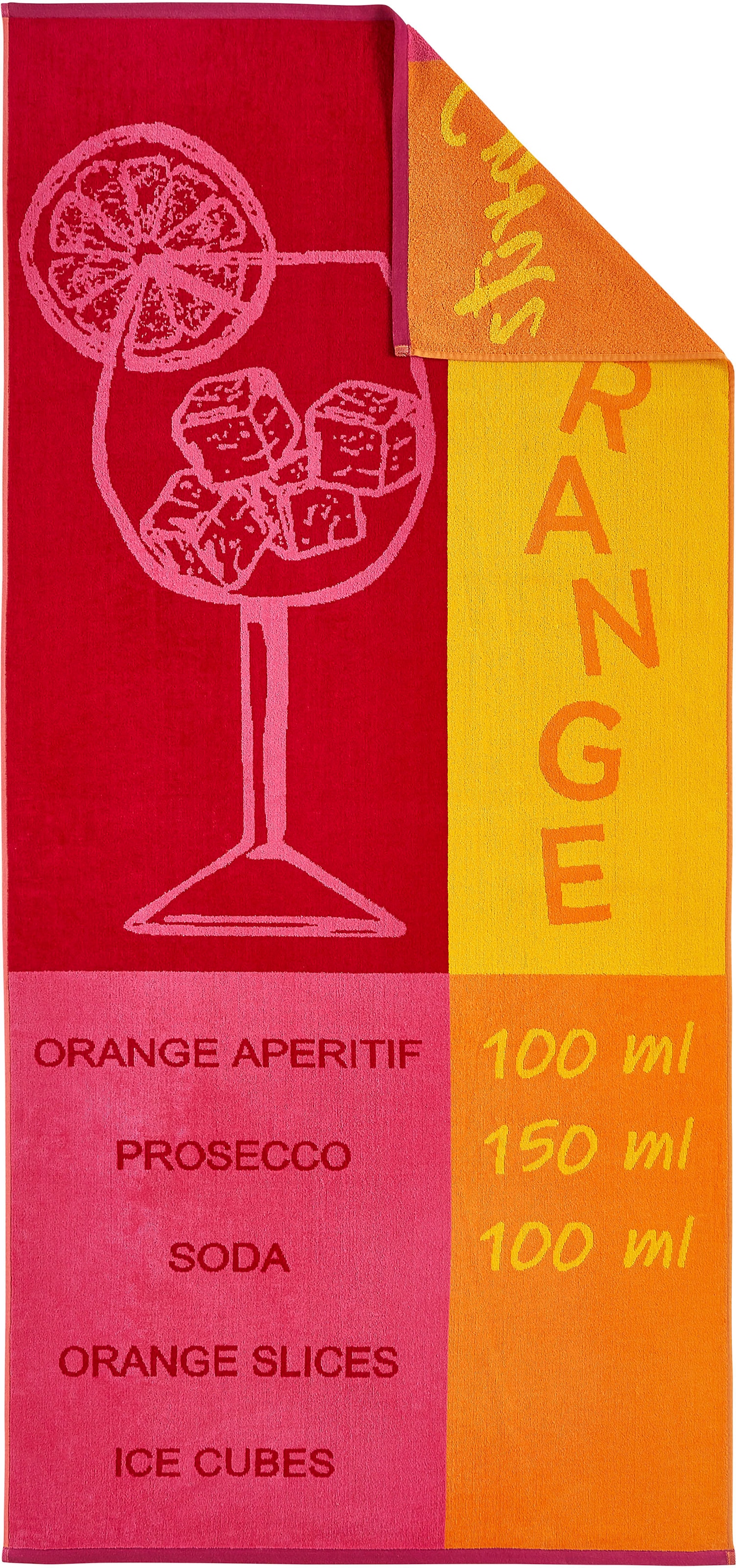 Dyckhoff Strandtuch "Aperitif", (1 St., Strandtuch 80 x 180 cm), eine Seite Velours, eine Seite Frottier