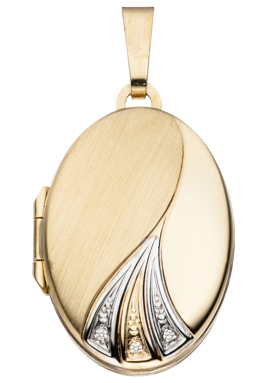 JOBO Medallionanhänger »Anhänger Medaillon oval«, 333 Gold bicolor mit Zirkonia