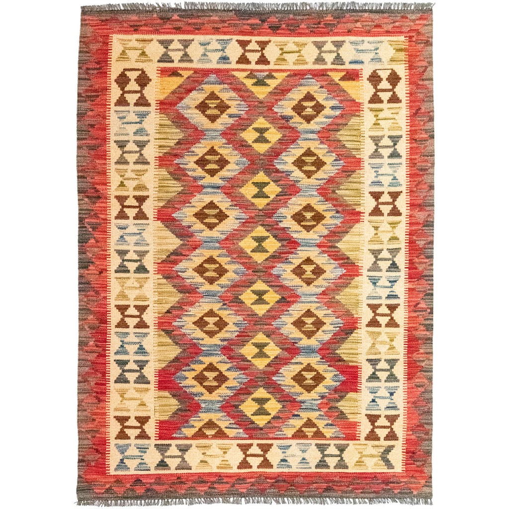 morgenland Wollteppich »Kelim Afghan Teppich handgewebt orange«, rechteckig