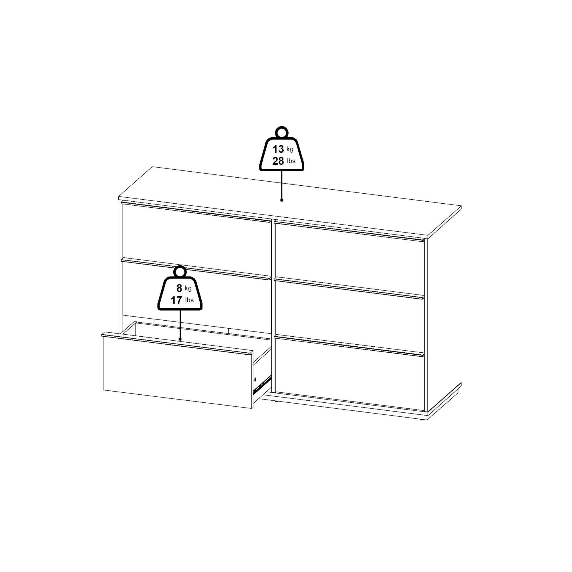 INOSIGN Kommode »Kommode mit 6 Schubladen – Eiche-Optik« 6 geräumige Schubladen für viel Stauraum
