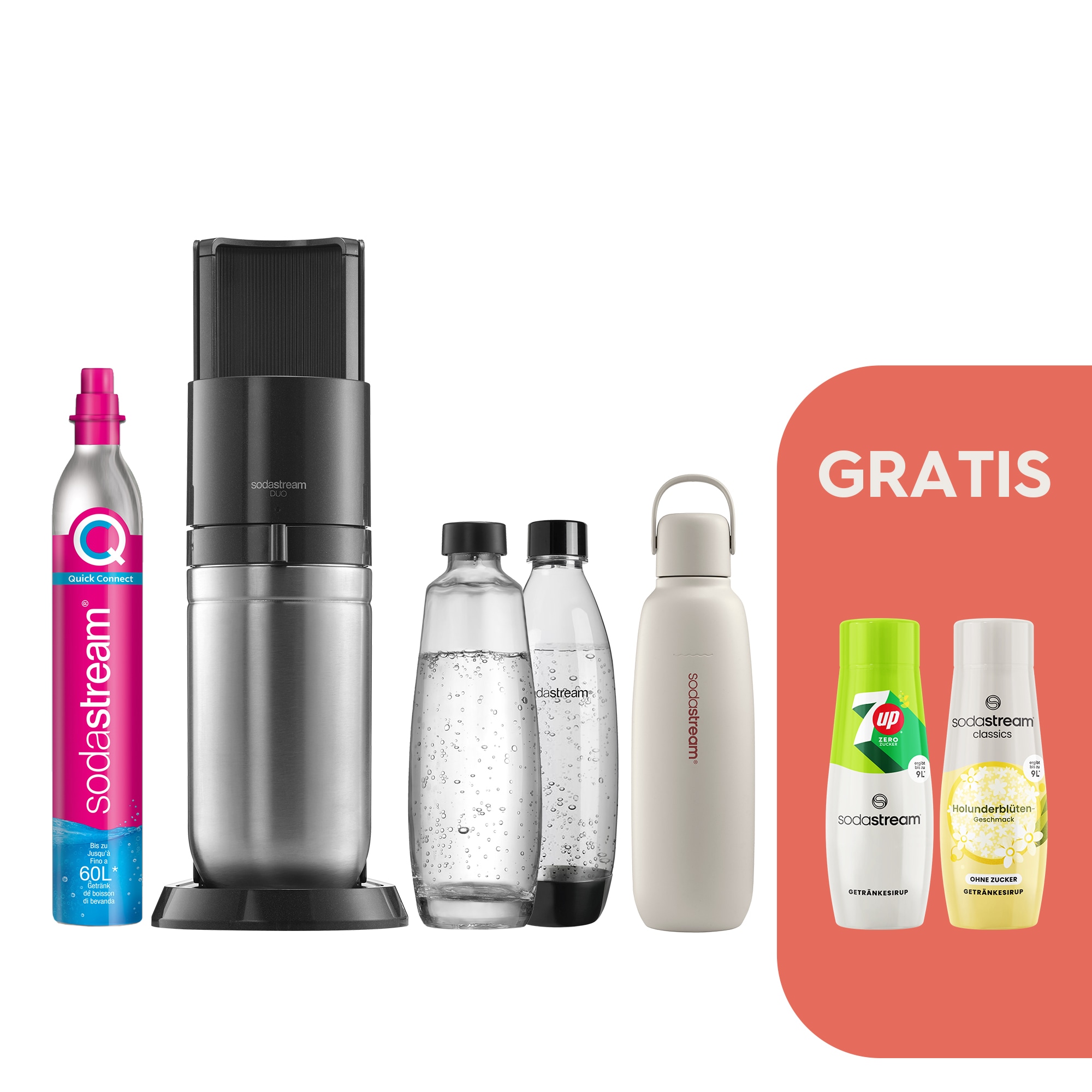 SodaStream Wassersprudler "SodaStream DUO, titan, mit 3 Flaschen, 1 CO2-Zyl günstig online kaufen