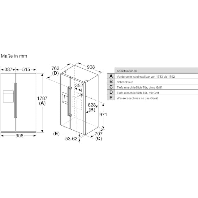 BOSCH Side-by-Side »KAD93AIEP«, KAD93AIEP, 178,7 cm hoch, 90,8 cm breit auf  Rechnung | BAUR