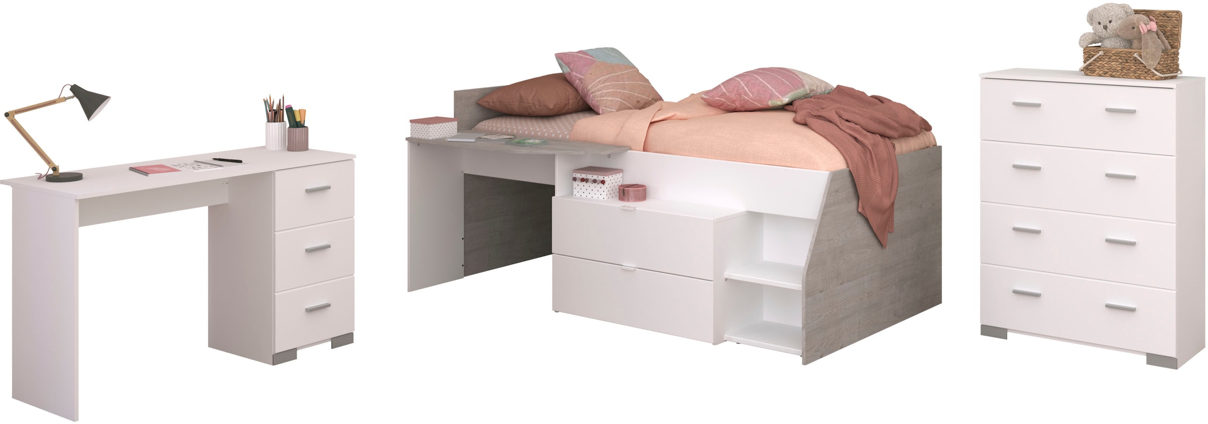 Parisot Jugendzimmer-Set "Parisot Milky 15" 3 Stk. tlg. viel Stauraum, halb günstig online kaufen