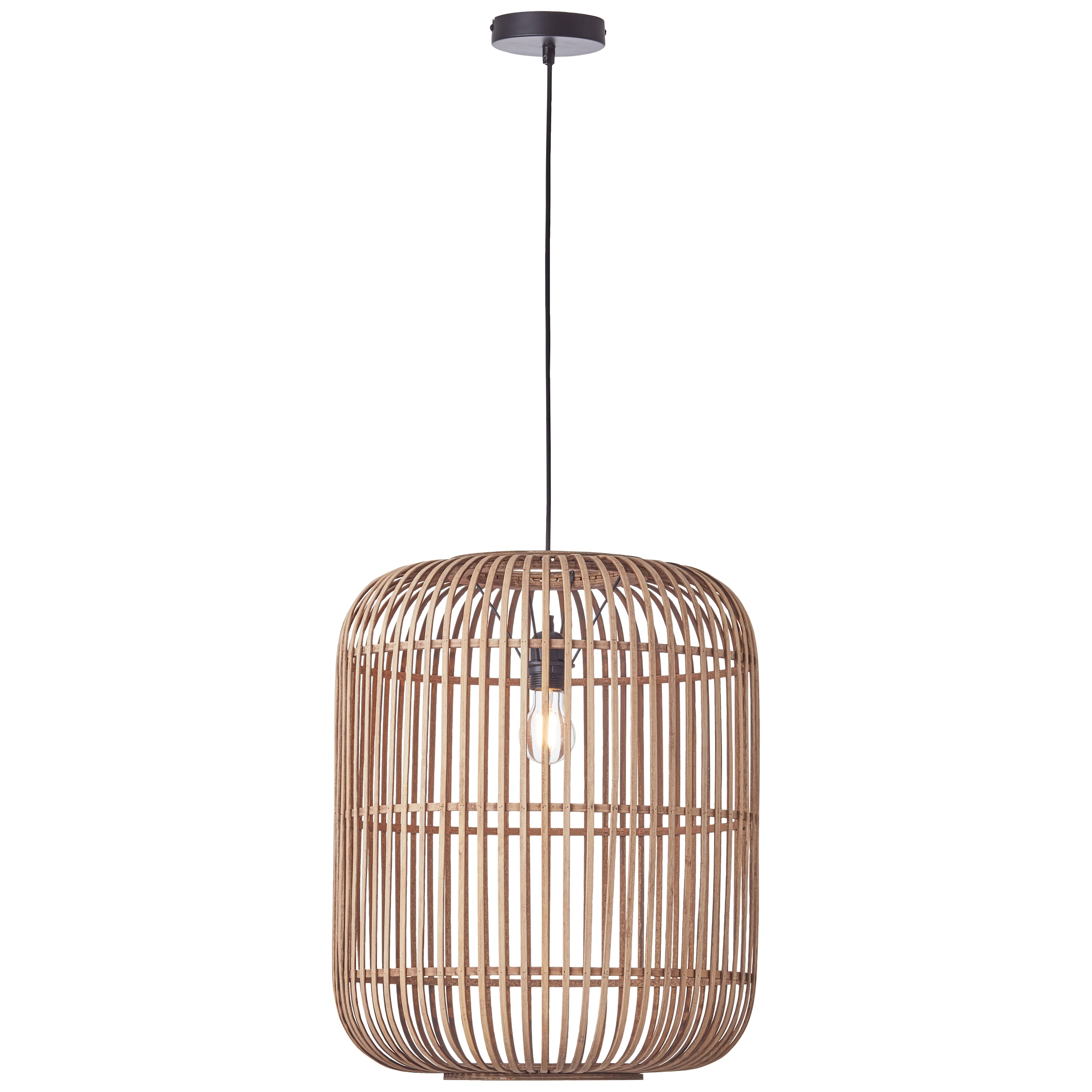 Brilliant Pendelleuchte »Woodrow«, 1 flammig, Leuchtmittel E27 | ohne Leuchtmittel, 150 cm Höhe, Ø 45 cm, E27, kürzbar, Bambus/Metall, hellbraun