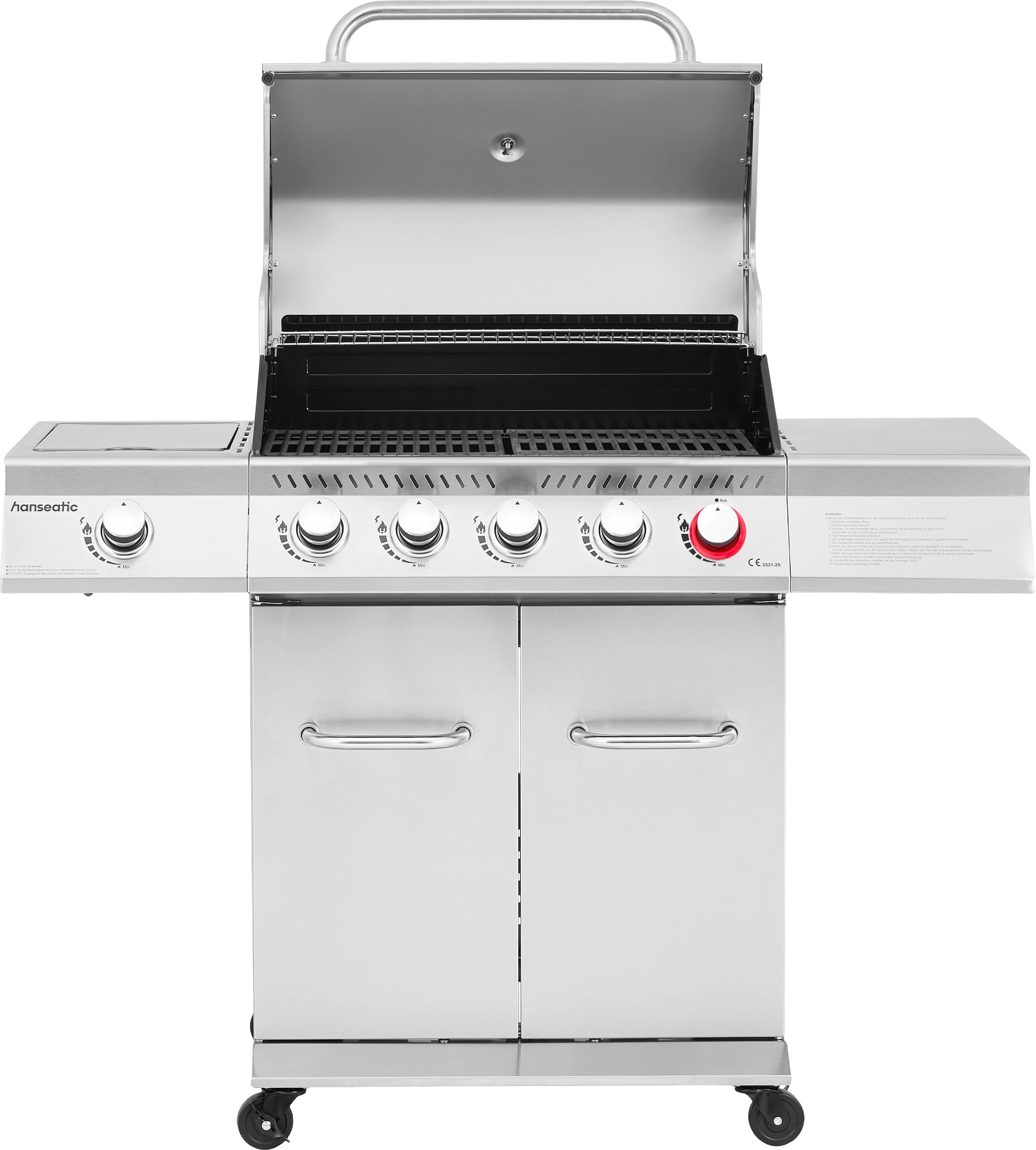 Hanseatic Gasgrill »Richland« BxTxH: 134,7 x 57 x 117 cm, 21,5 kW Gesamt, Edelstahl-Turbobrenner