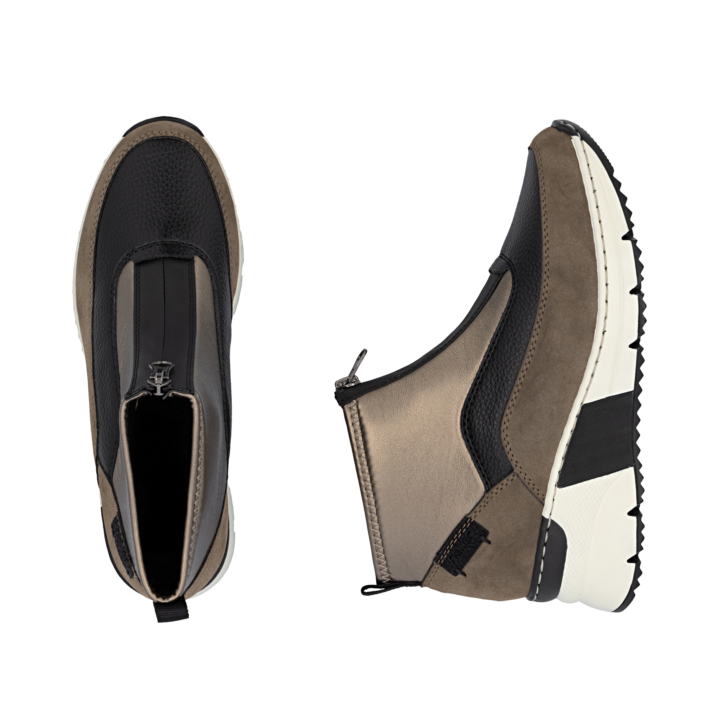 Rieker Schlupfboots  Stiefelette, High Top Sneaker mit Reißverschluss auf der Vorderseite