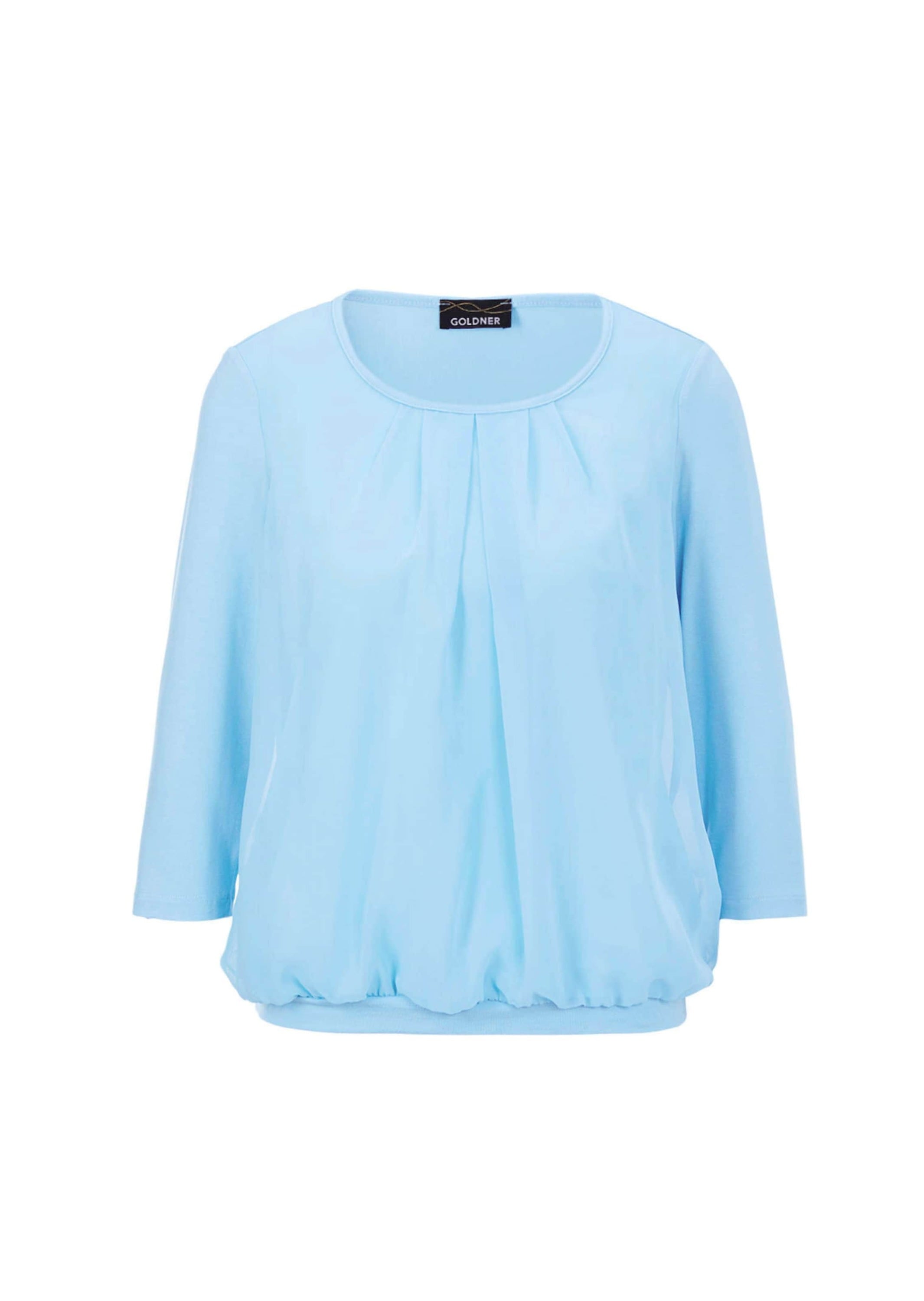 GOLDNER Kurzarmbluse "Kurzgröße Chiffon-Shirt mit 3/4-Arm, Rundhals" keine/nicht relevant