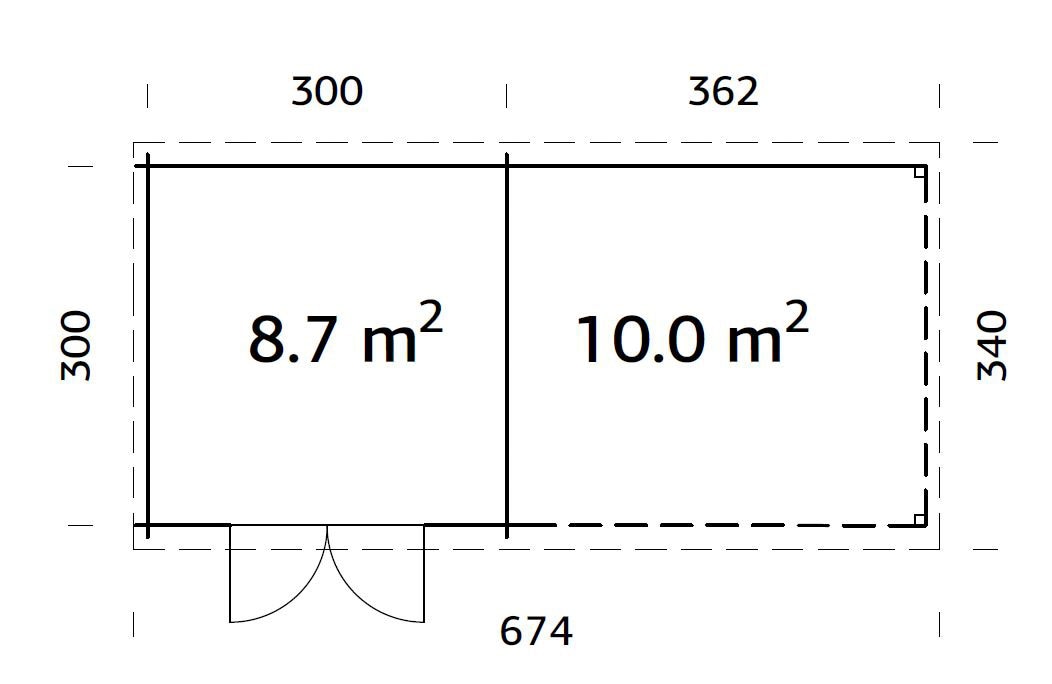 Palmako Gartenhaus »Ella«, (Set), 8,7+10,0 m², mit Anbaudach