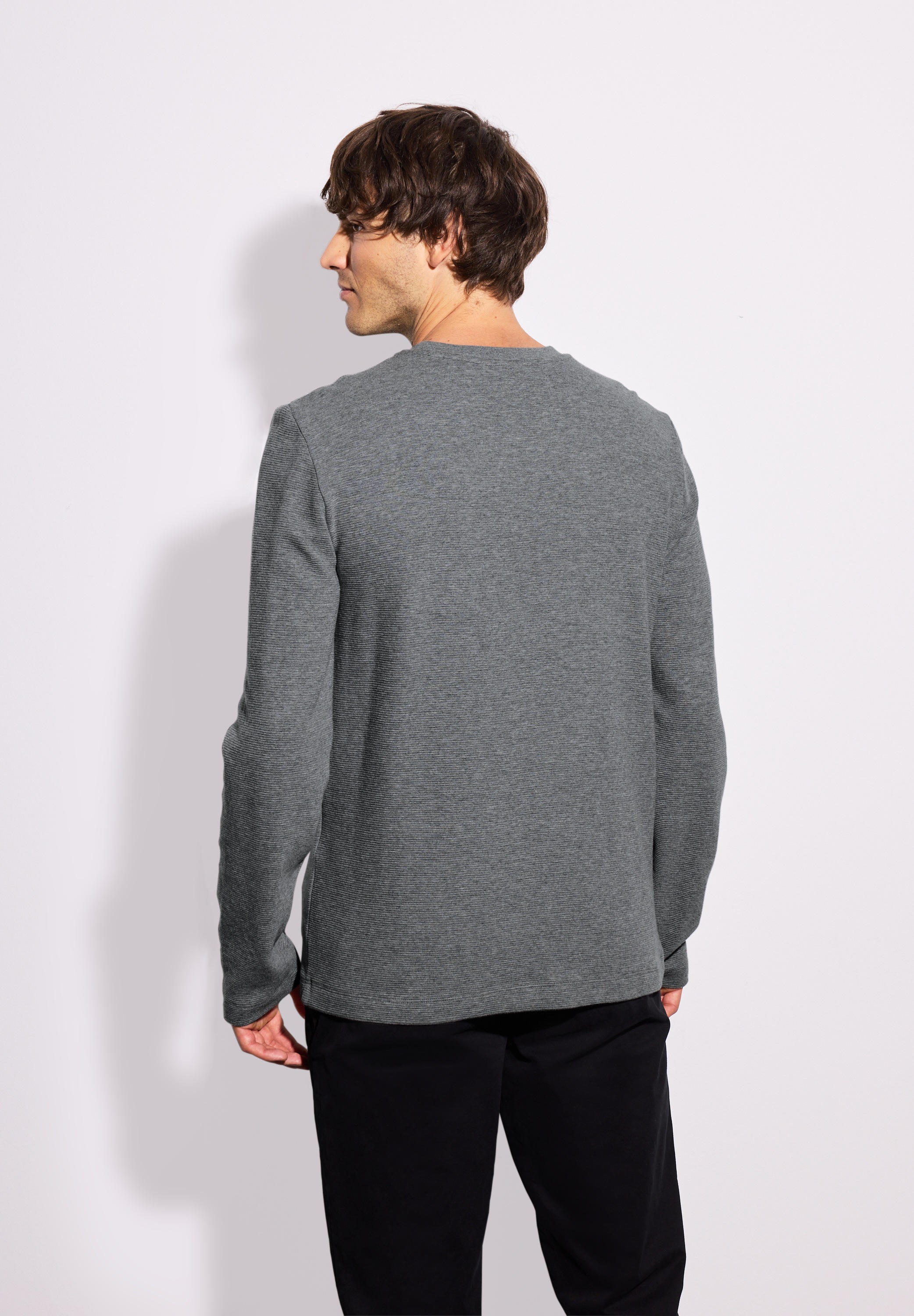 STREET ONE MEN Langarmshirt, aus reiner Baumwolle
