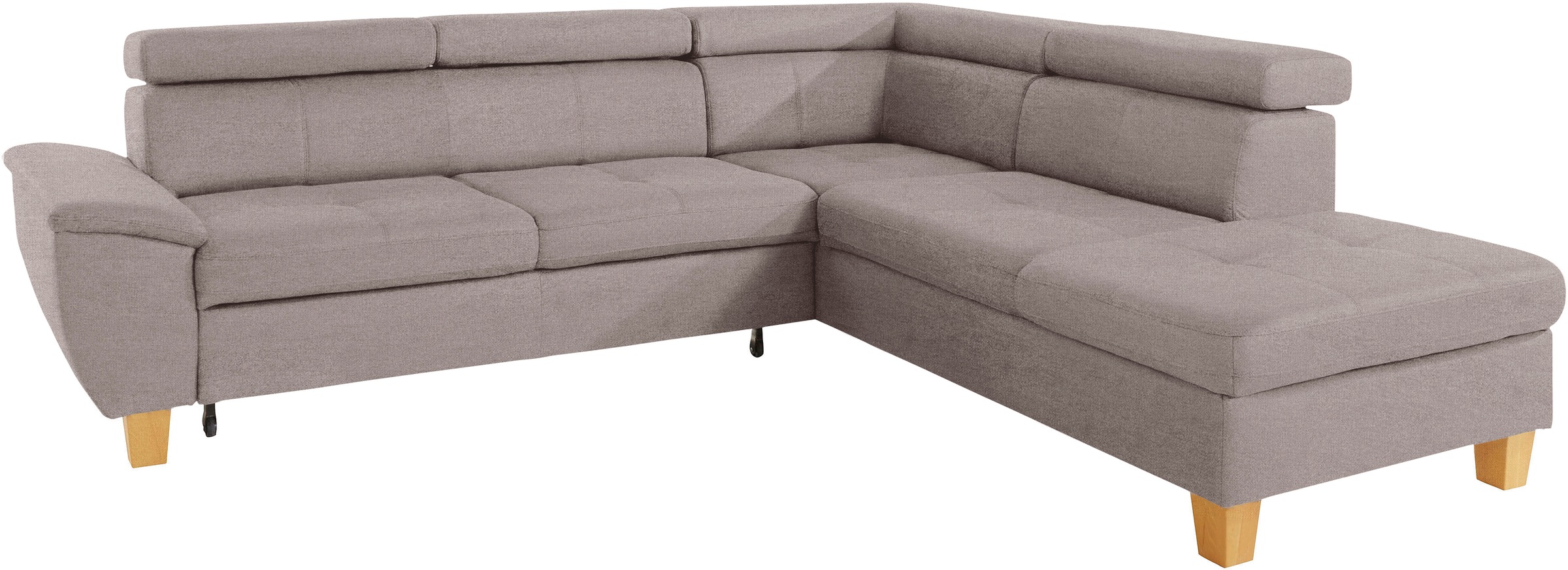 exxpo - sofa fashion Ecksofa »Enya, aufwendige Detailverarbeitung, hoher Sitzkomfort, bequem, L-Form«, mit Kopfteilverstellung, wahlweise Bettfunktion u. Bettkasten