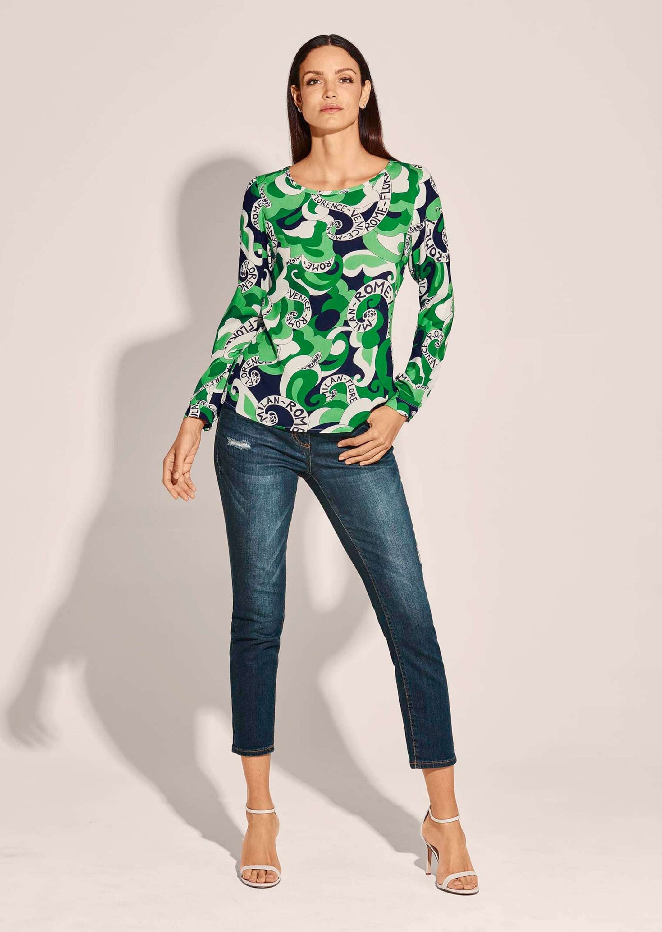 Thumbnail - MADELEINE Kurzarmbluse "Bluse Statement-Bluse mit Städteprint"