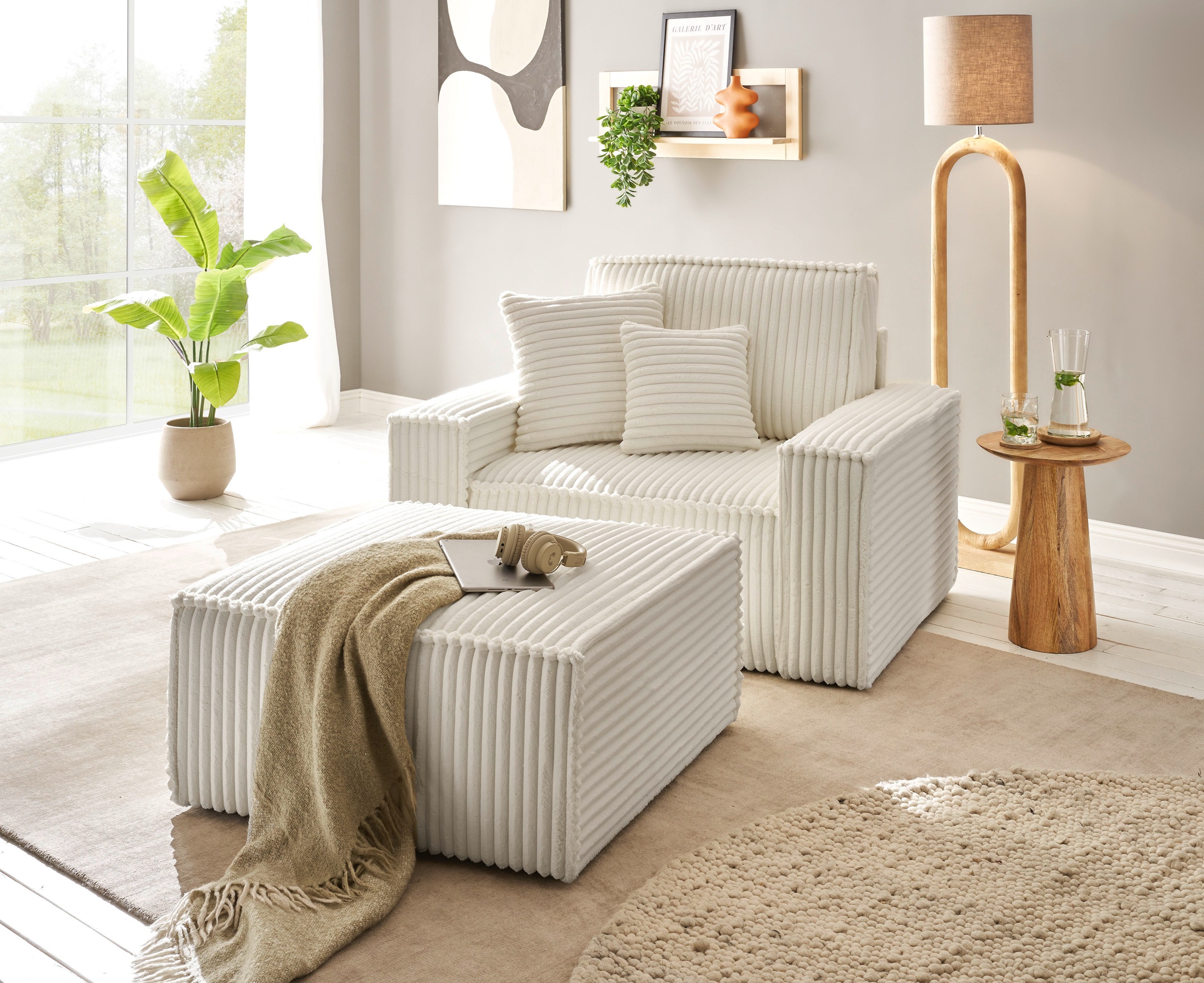 andas Loveseat »Finnley«, (2 St.), Loveseat und Hocker im Set, passend zur Polster-Serie Finnley