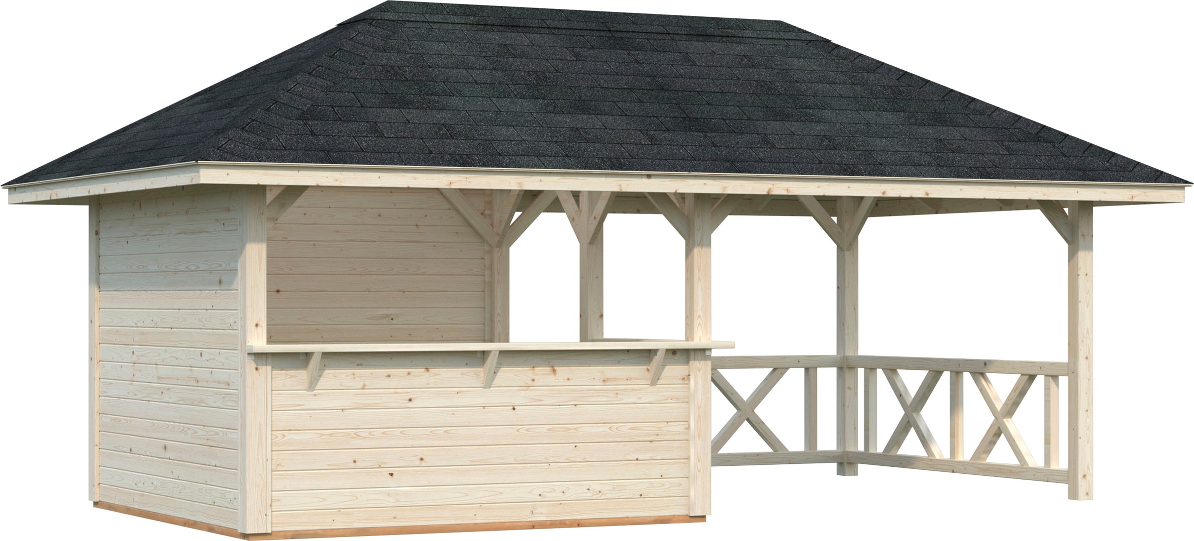 Holzpavillon »Bianca 16,6 m² Set 3«, BxTxH: 588x300x323 cm