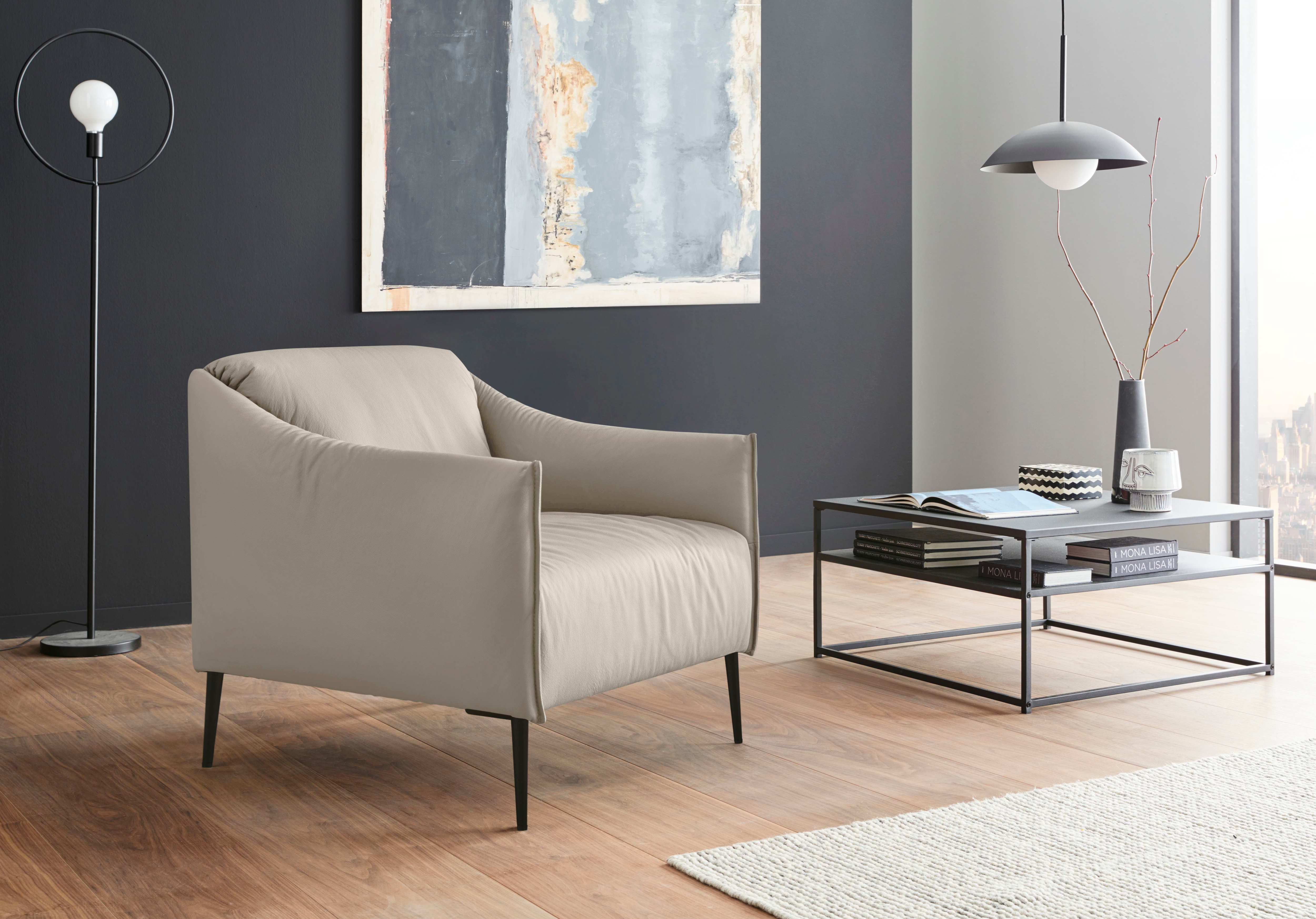W.SCHILLIG Cocktailsessel "sally Design-Sessel, zeitlos und bequem, tolle Verarbeitungsdetails" mit Metallfüßen in Schwarz pulverbeschichtet
