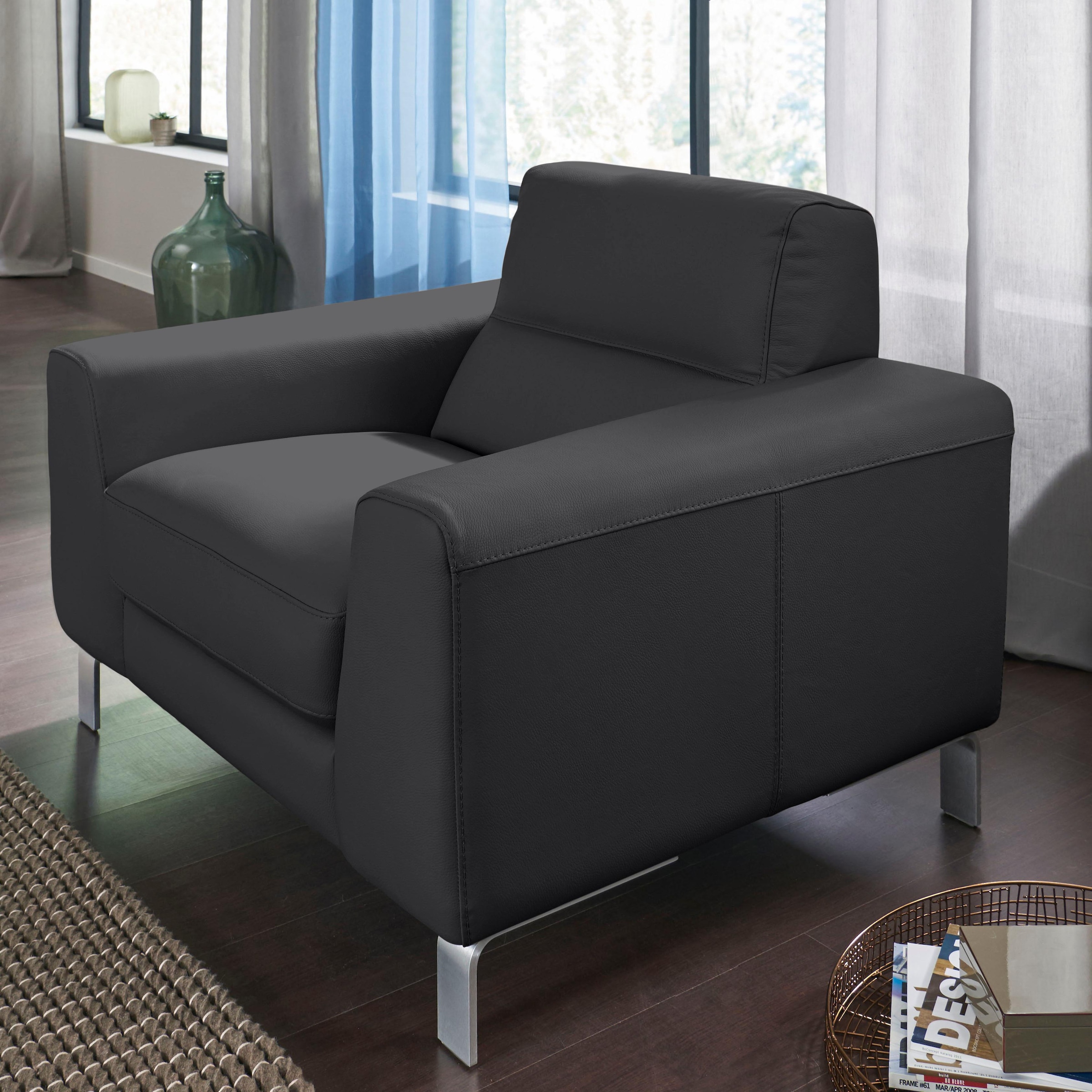 CALIA ITALIA Sessel »Simon Loungesessel, Designsessel, sehr bequem«, in zwei Lederqualitäten