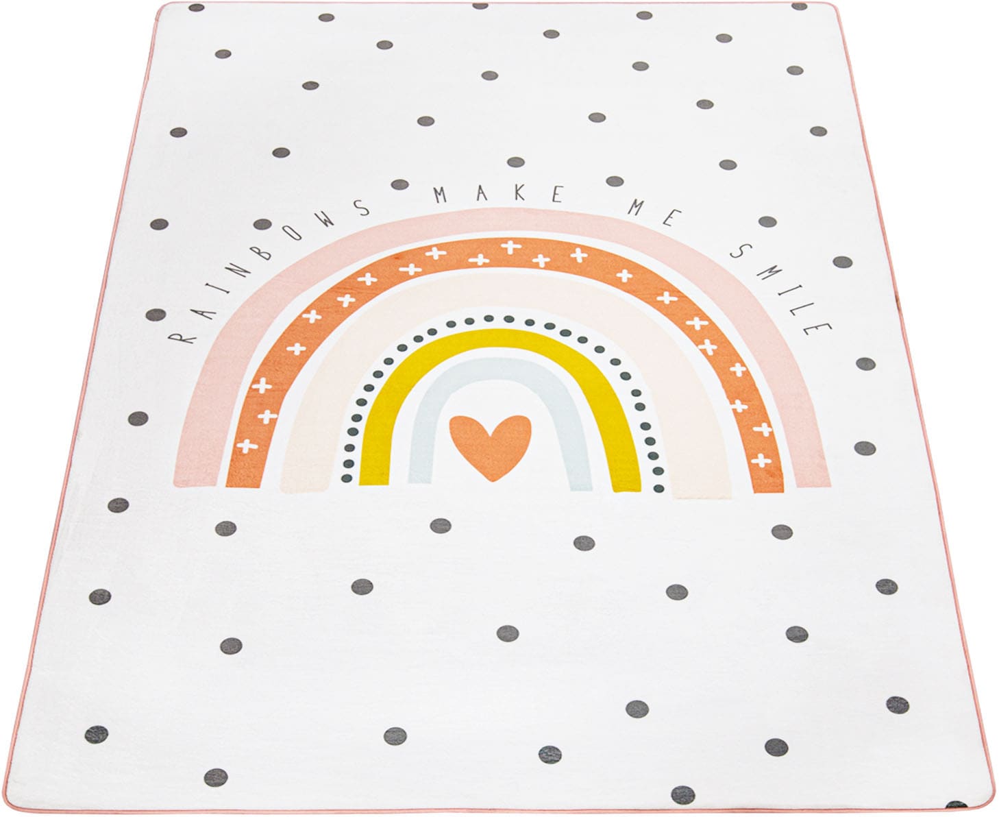 Paco Home Kinderteppich "Chicos 552", rechteckig, Flachgewebe, niedlich, Kinder Design, Motiv Regenbogen, Pastell-Farben
