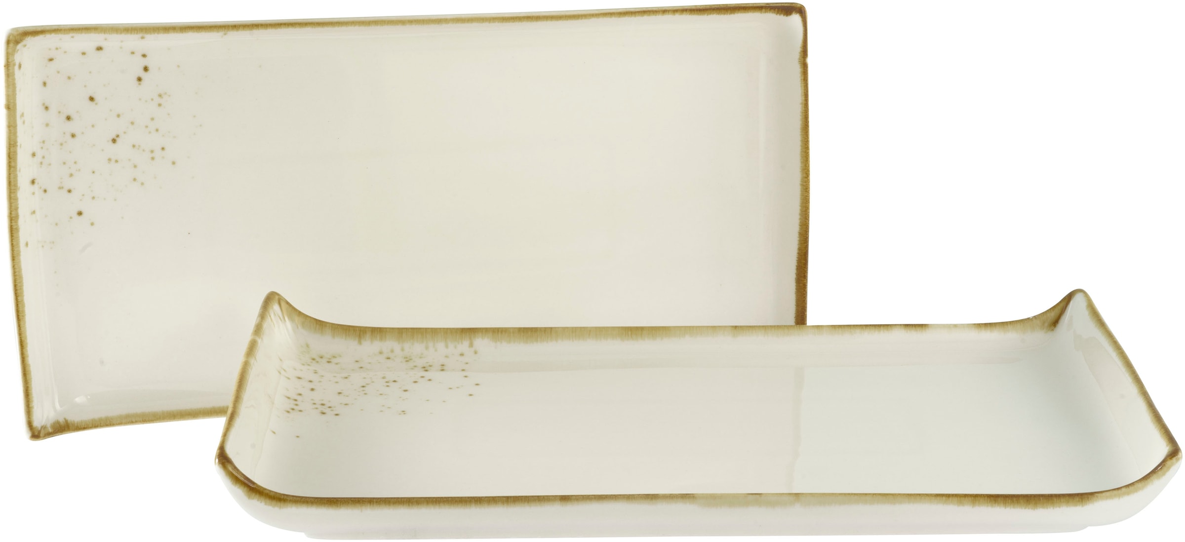 Barbecueteller CREATABLE "Nature Collection, BBQ Platte 2-tlg.", creme, B:16,5cm H:3,5cm L:33cm, Steinzeug, Speiseteller, Teller Set, Naturverbundenes Design, Einzigartige Oberfläche