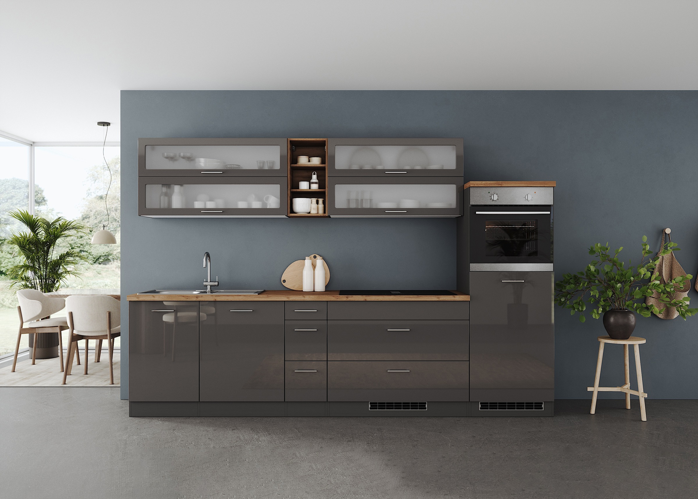 KOCHSTATION Küchenzeile "KS-Milan, optional mit Muldenlüfter" Breite 300 cm günstig online kaufen