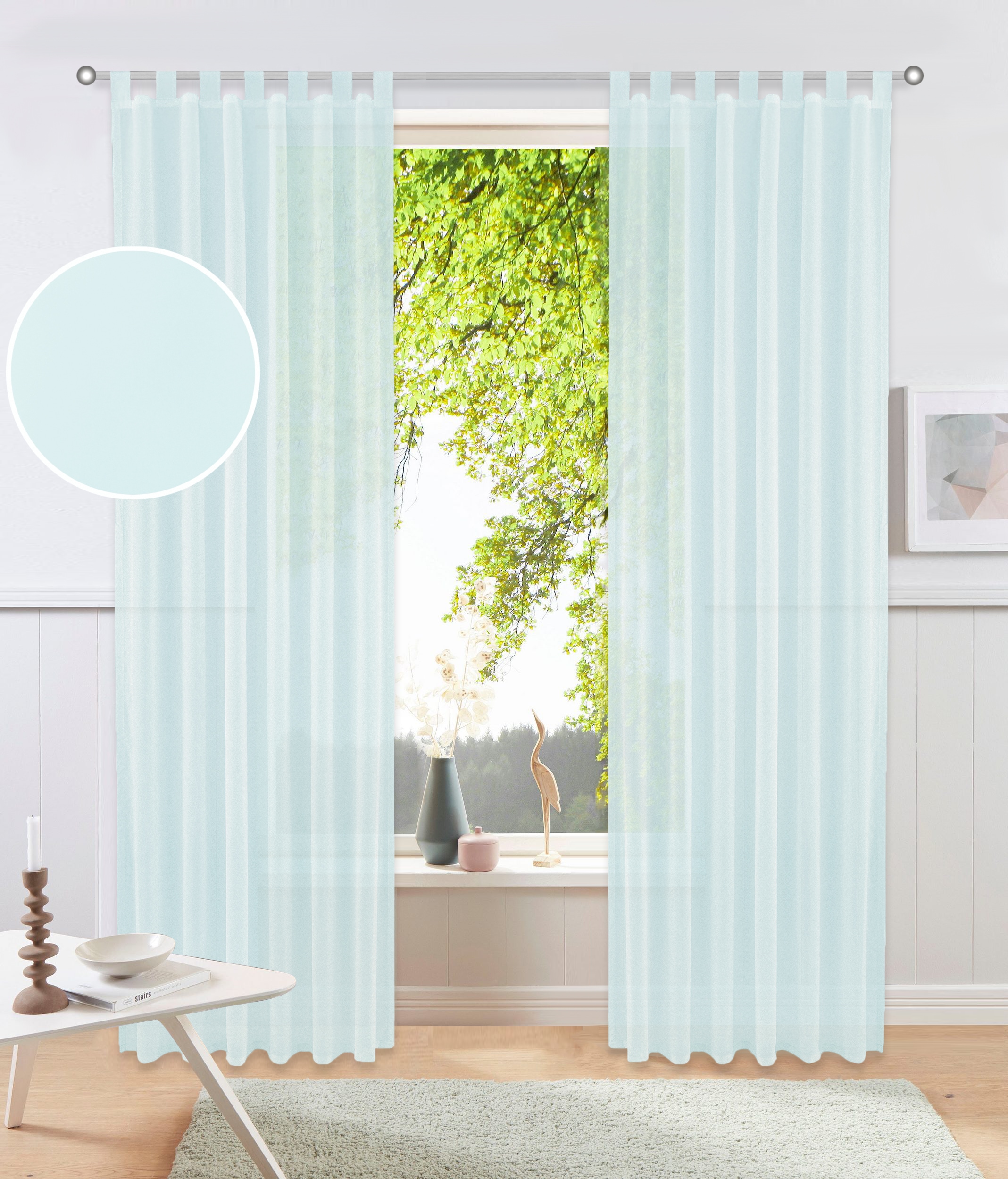 OTTO home Gardine "XANA" Schlaufen 1 Stk. tlg. Bestseller, einfarbig, 1 Schal, pflegeleicht, preiswert