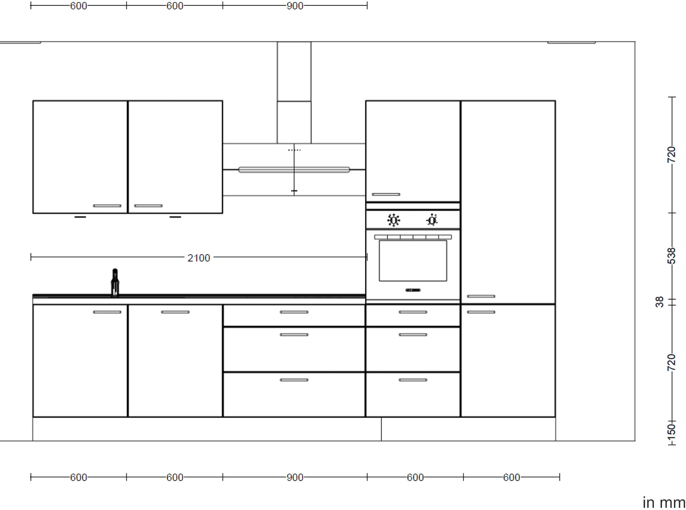 nobilia® Küchenzeile »"Riva II"«, vormontiert, Ausrichtung wählbar, Breite 330 cm, wahlw. mit E-Geräten