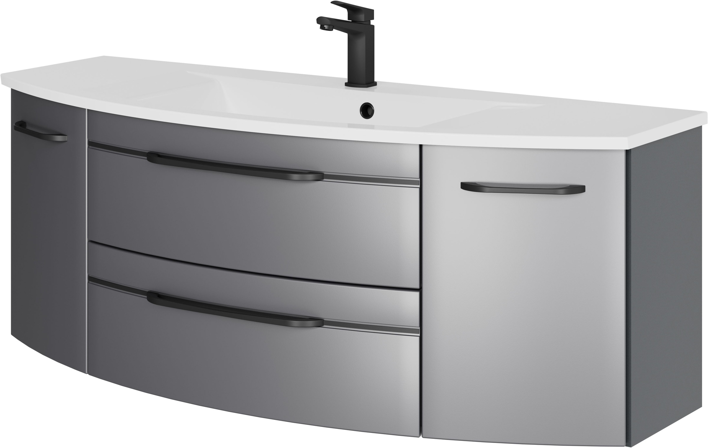 Saphir Waschtisch »Serie 7045 Mineralmarmor-Waschtisch und Unterschrank, 131 cm breit«, Waschplatz mit 2 Schubladen, 2 Türen, Badmöbel Set mit Waschtisch
