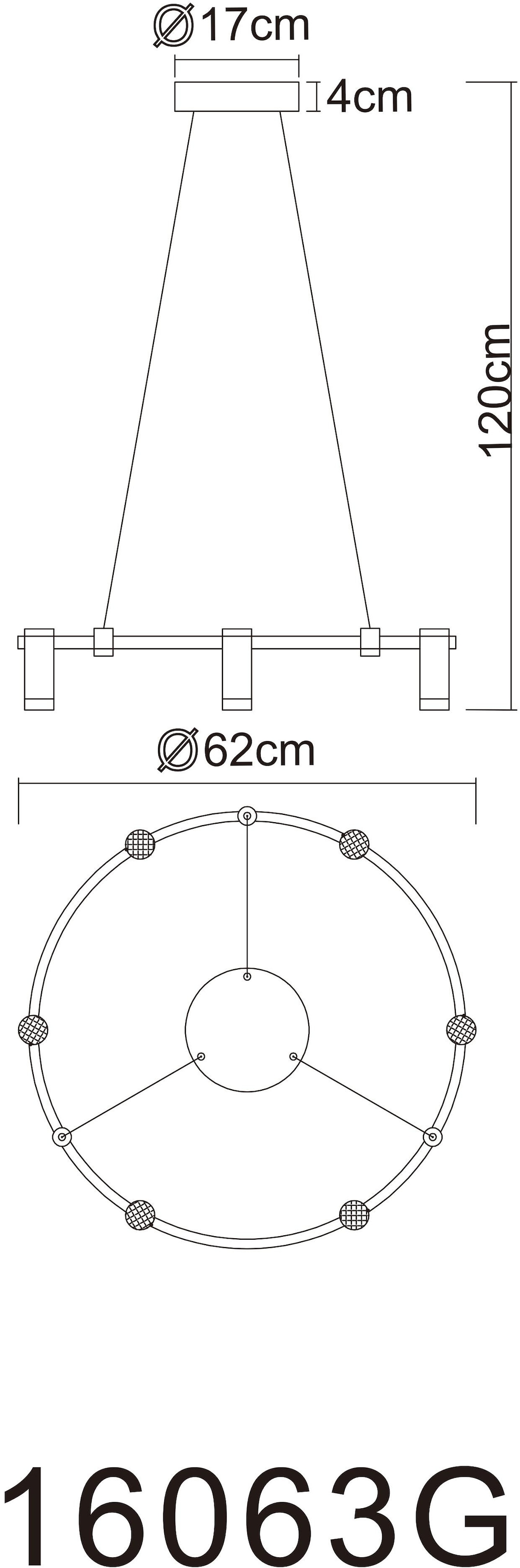 GLOBO LIGHTING Hängeleuchte »CASTELA« LED-Modul 1 Stk. Goldfarbene Hängeleuchte mit Acryl opal, Memoryfunktion, LED 58W