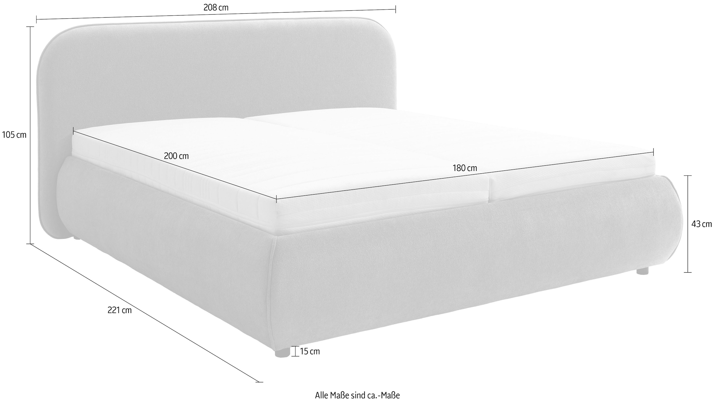 SCHÖNER WOHNEN-Kollektion Polsterbett »LISSABON wahlweise mit Bettkasten, erhältlich in der Größe 180x200cm« in verschiedenen Farben erhähltlich