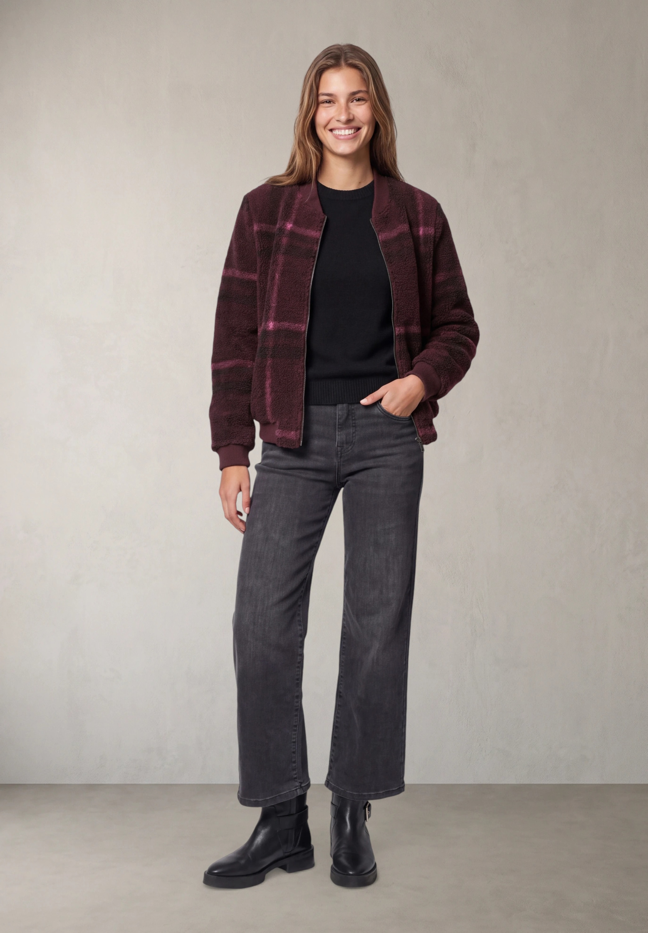 STREET ONE STUDIO Kurzjacke ohne Kapuze mit Karomuster