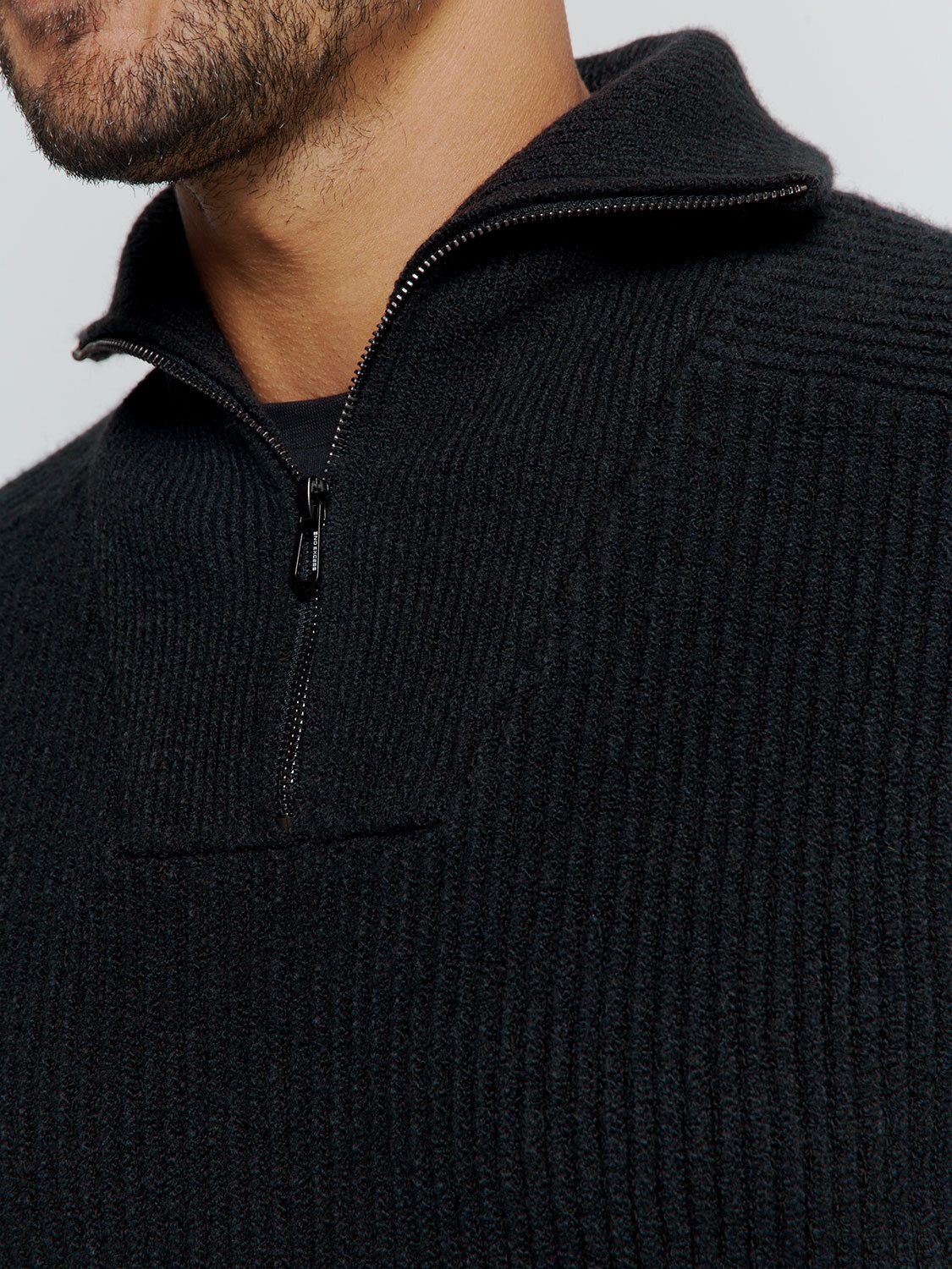 NO EXCESS Rollkragenpullover »No Excess Pullover mit halbem Reißverschluss und Wolle«