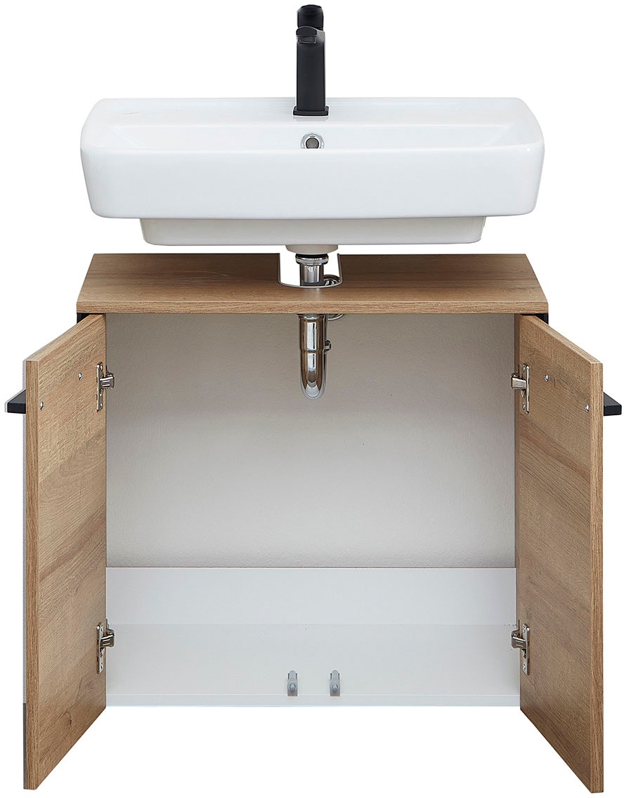 Saphir Badmöbel-Set »Quickset 395 3-teilig, Waschbeckenunterschrank mit LED-Spiegelschrank«, (4 St.), Midischrank, inkl. Türdämpfer, 6 Türen, 1 Schublade, Bad-Set