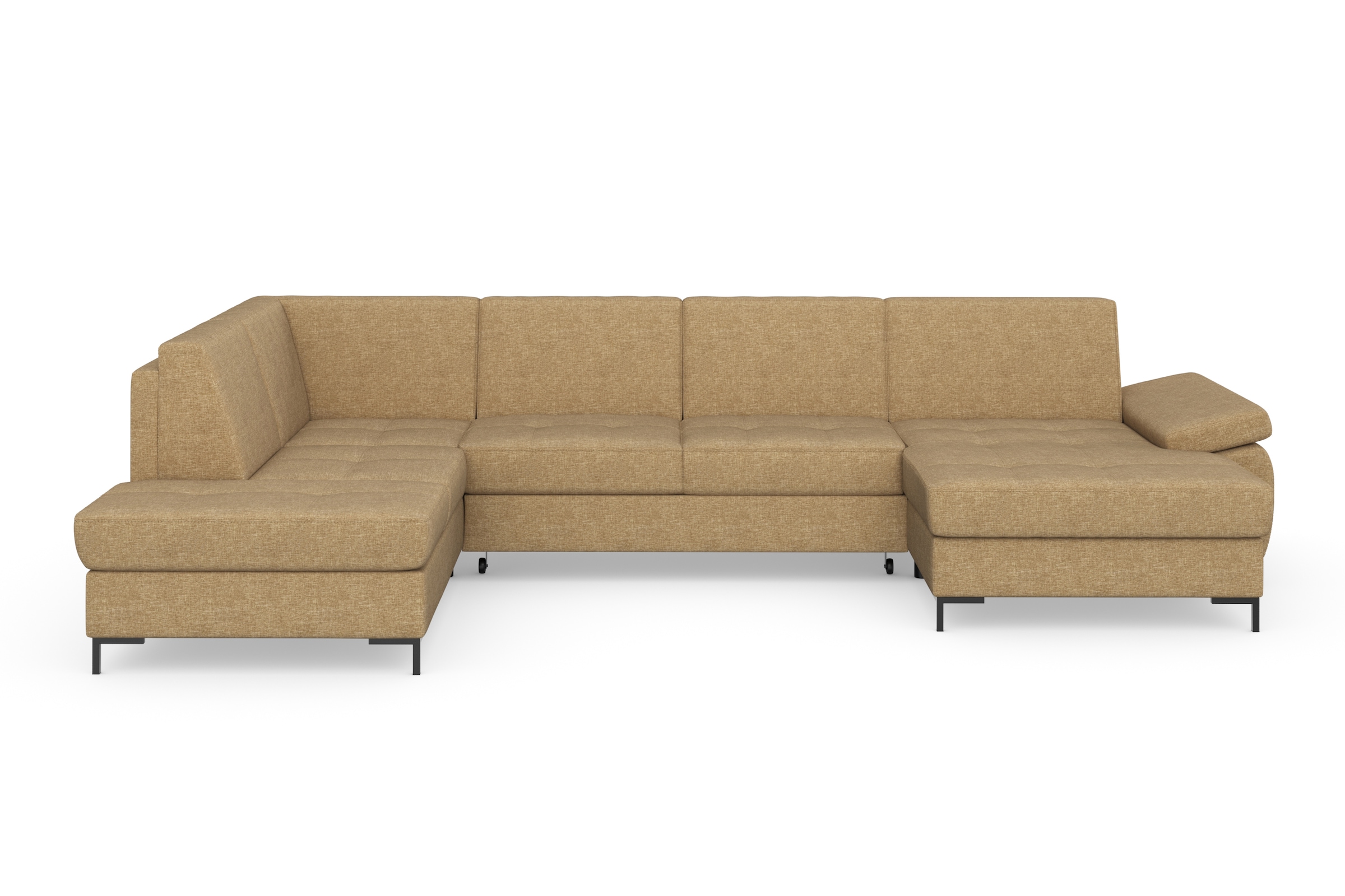DOMO collection Wohnlandschaft »Capelo, komfortabel, klare Linien zeichnen dieses Design aus, U-Form«, mit Armteilverstellung, wahlweise mit Bettfunktion, Federkern
