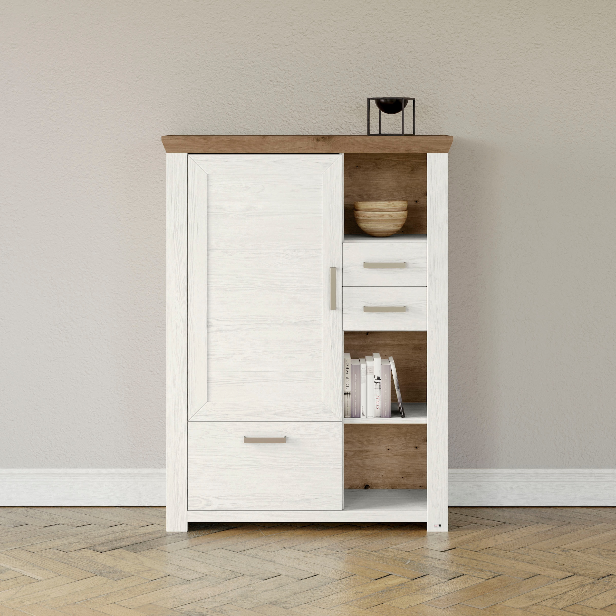 set one by Musterring Highboard "York", Typ 25 und 26, in 3 Farbvarianten, Beleuchtung optional, Breite 105 cm