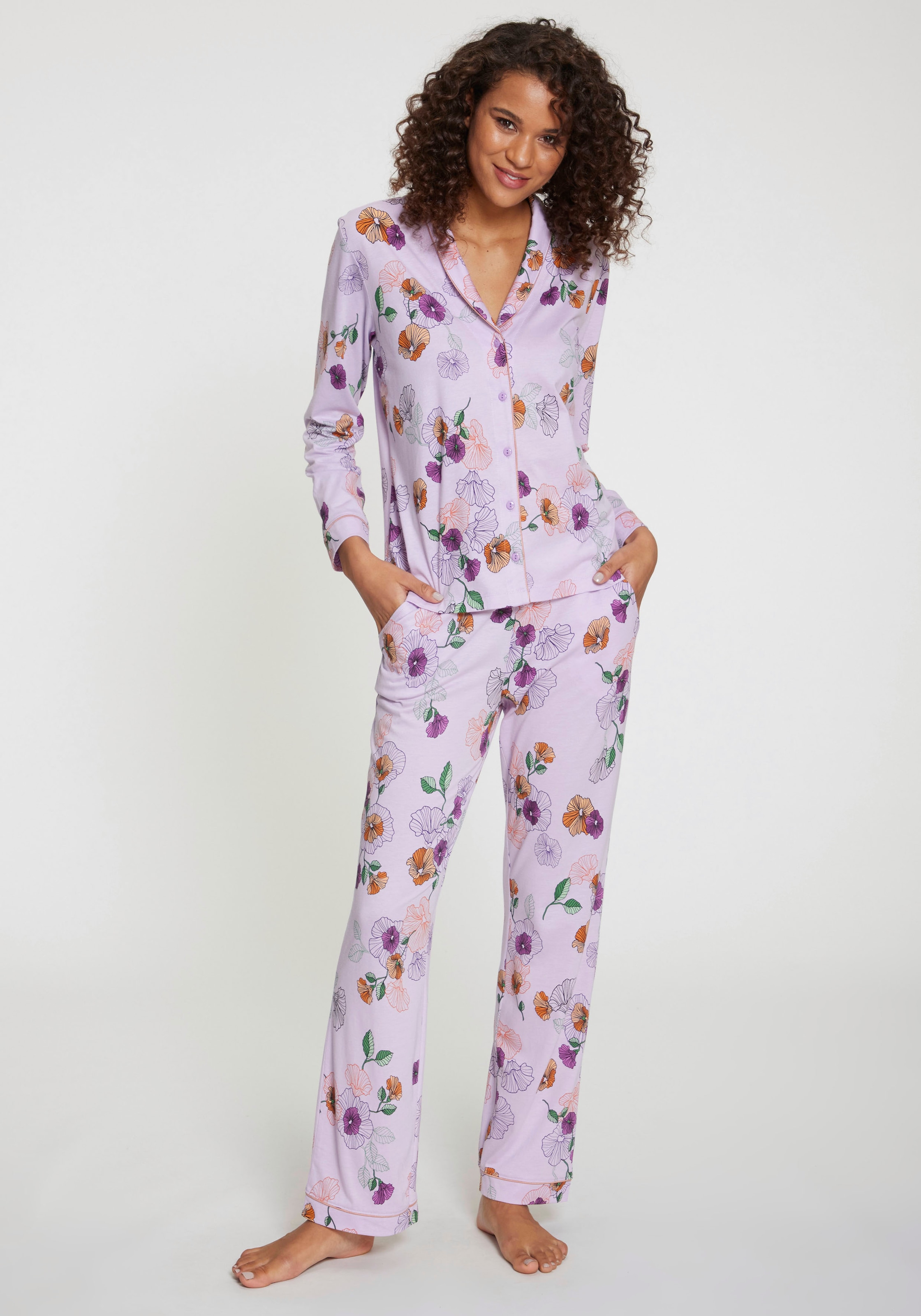 Pyjama, (2 tlg.), mit Blumen-Druck