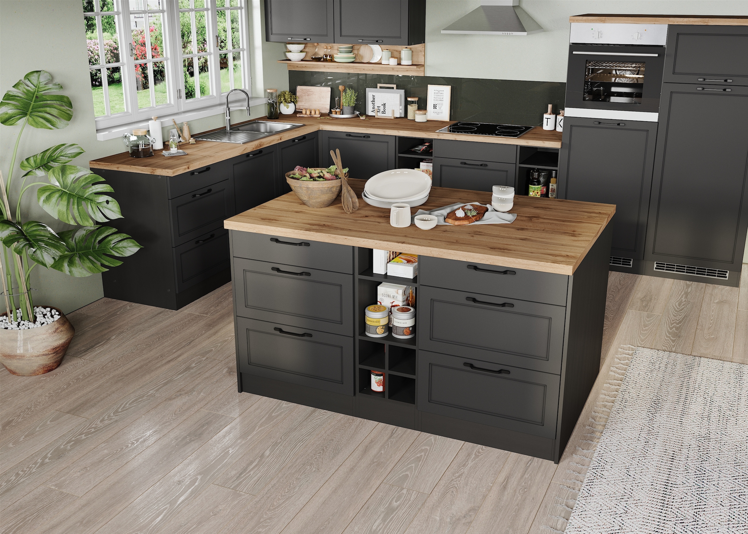 KOCHSTATION Kücheninsel »KS-Lana, Breite 153 cm«, MDF-Fronten, Arbeitsplatte 38mm stark