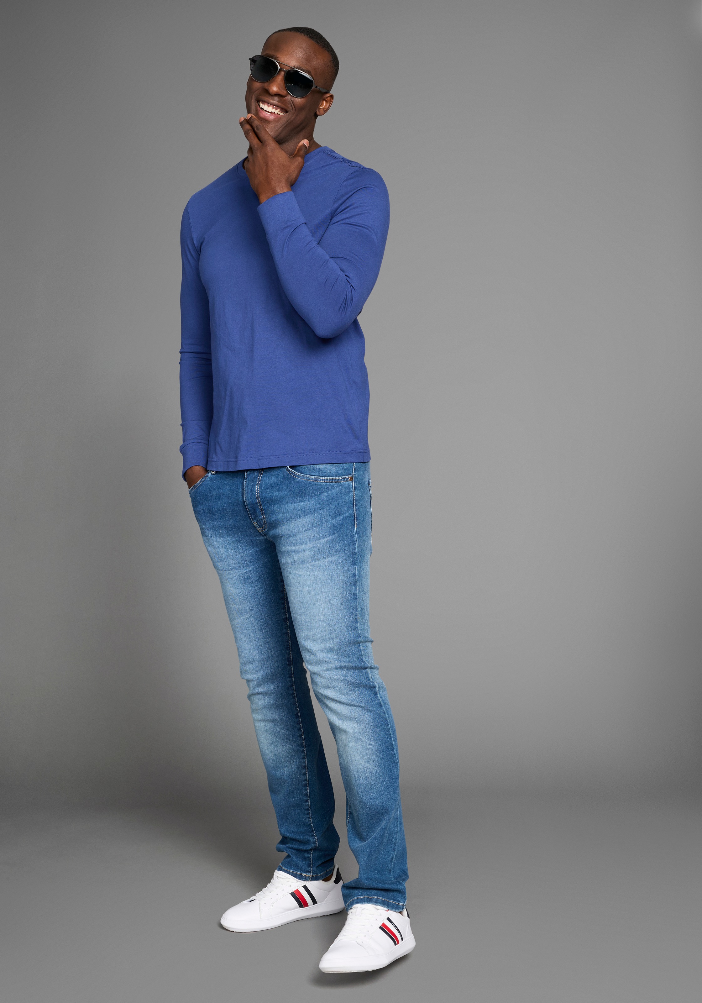 DELMAO Herren Rundhalsshirt Blau 4XL 3