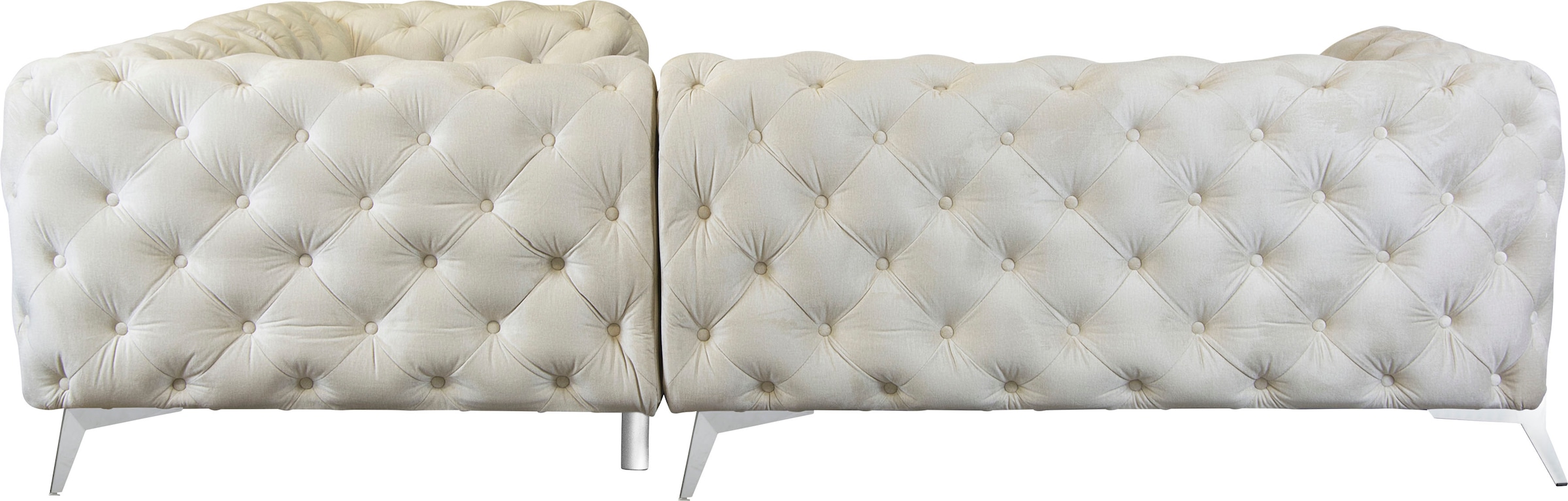 Leonique Chesterfield-Sofa »Amaury L-Form«, Chesterfield-Optik, Breite/Tiefe je 262 cm, Fußfarbe wählbar