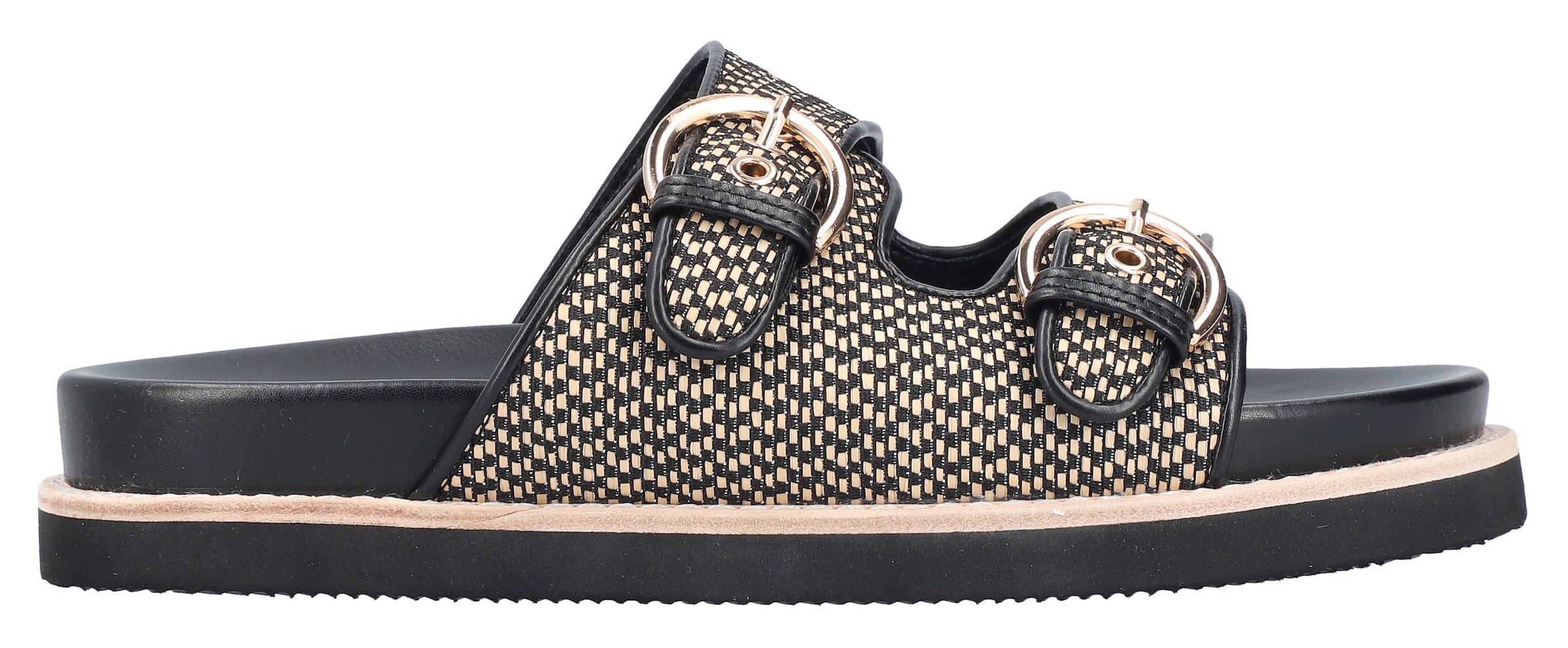 Rieker Pantolette, Sommerschuh, Strandschuh, Urlaubsschuh, Schlappen in Flecht-Optik