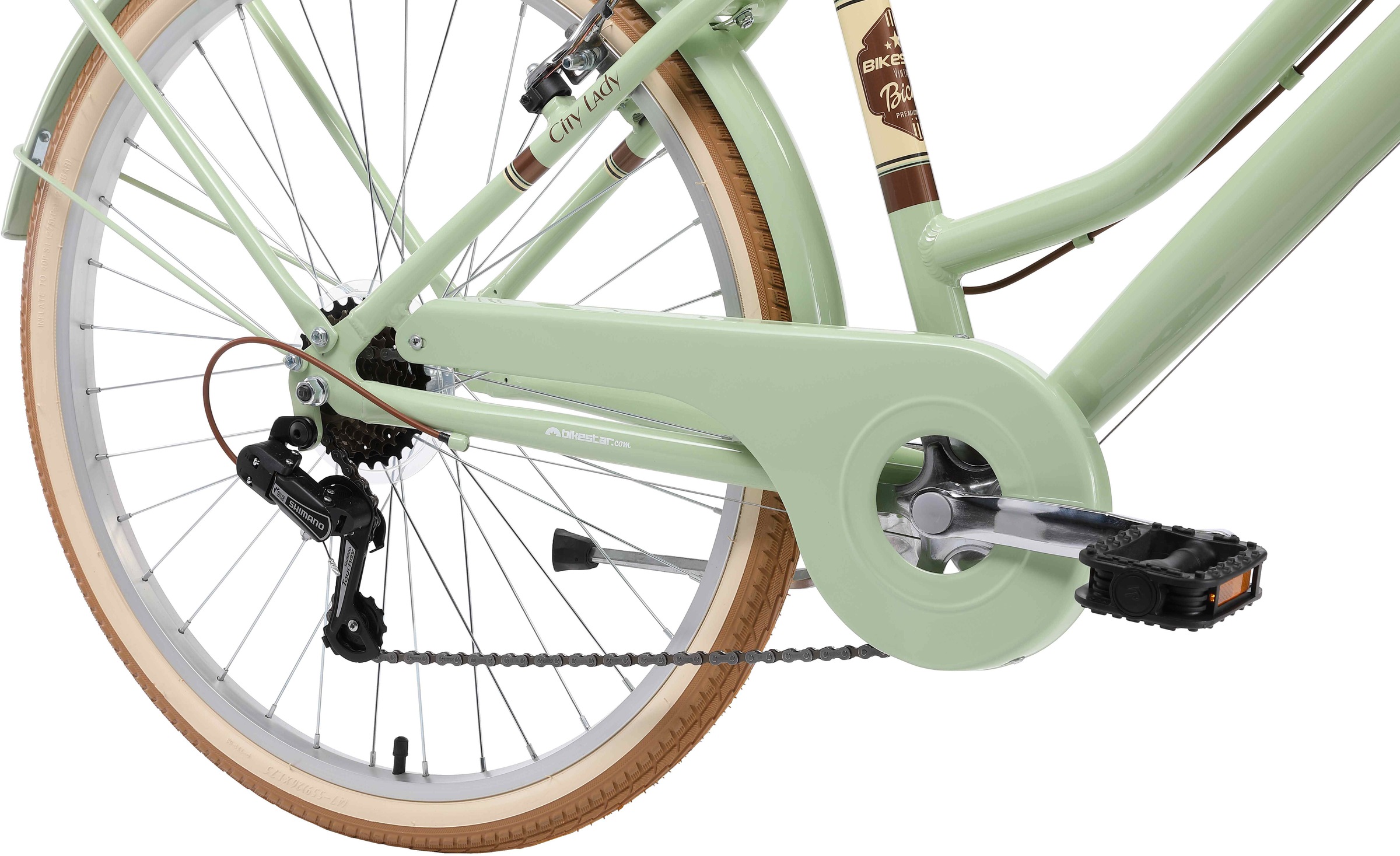 Bikestar Cityrad, 7 Gang, Shimano, RD-TY21 Schaltwerk, Kettenschaltung, für Damen, Kettenschaltung