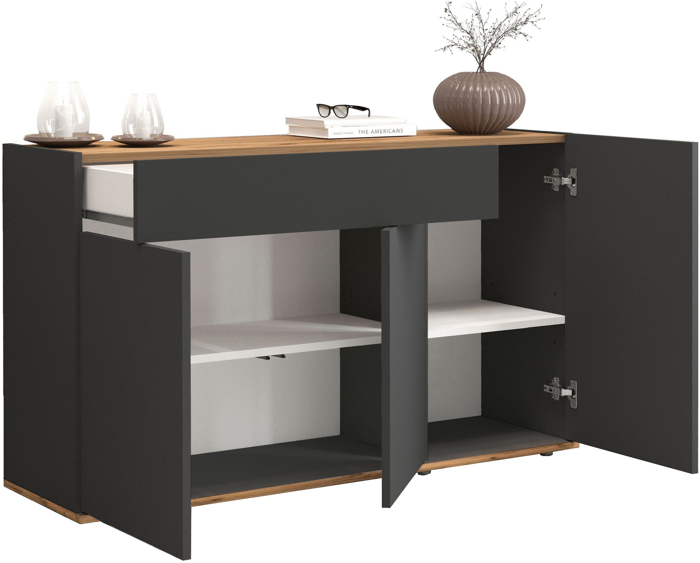 INOSIGN Sideboard »Garda, Kommode, Schrank, Kredenz«, 3 Türen, 1 Schublade, grifflos Breite 120,1 cm