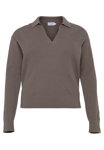 Calvin Klein Curve V-Ausschnitt-Pullover »RIB OPEN NECK SWEATER INCLU«, mit kleinem... kaufen