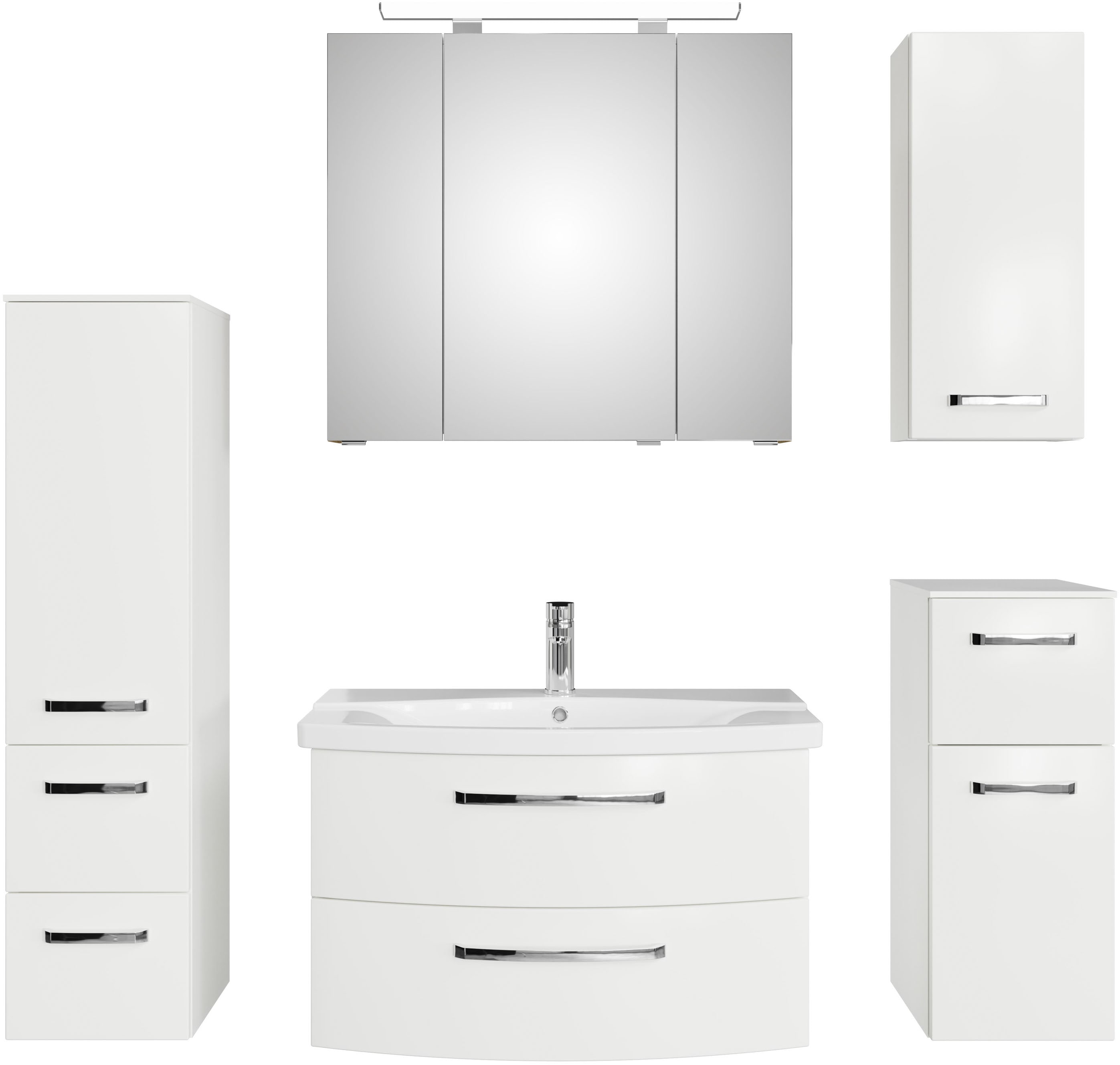 Saphir "Serie 4010 5-teilig Keramik-Waschtisch mit LED-Spiegelschrank" Set