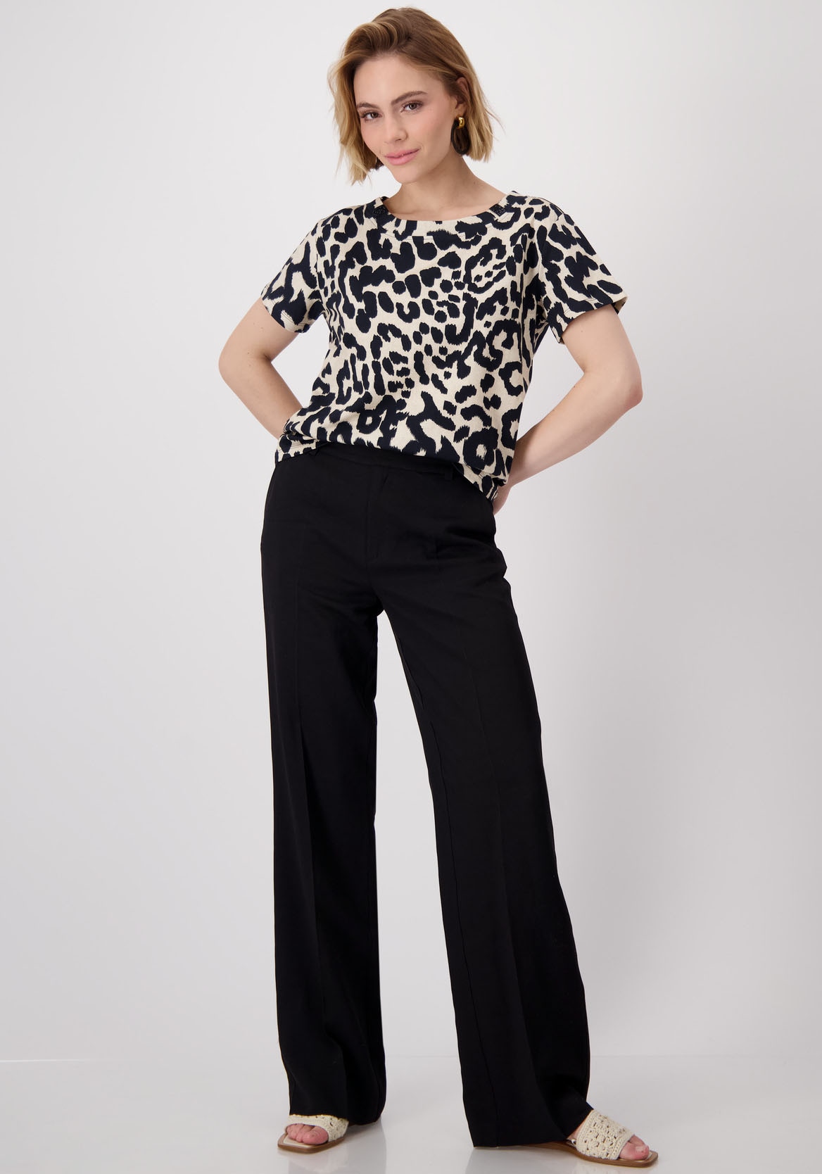 Monari T-Shirt »Shirt Leo allover«, Mit Rundhalsausschnitt
