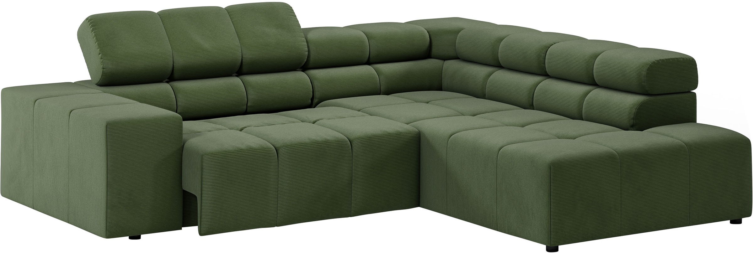 INOSIGN Ecksofa »Ancona, incl. Kopfteilverstellung + 3 Zierkissen, L-Form, bequem«, wahlweise motorische Sitztiefenverstellung, B/T(H: 249/215/70 cm